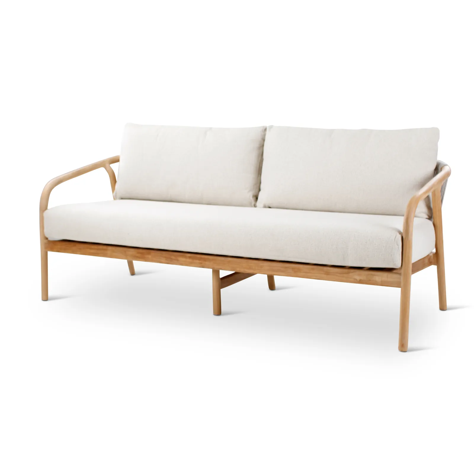 2,5-Sitzer-Gartenbank Boras aus Teakholz mit tonfarbenen Kissen aus Outdoor-Stoff, 190x84x72 cm