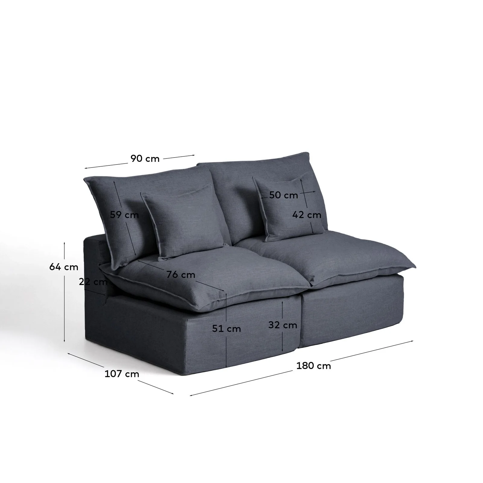 2-Sitzer-Modularsofa Anarela mit abnehmbarem Bezug aus Leinen und Viskose, 180 cm, FSC Mix Credit - Image 11