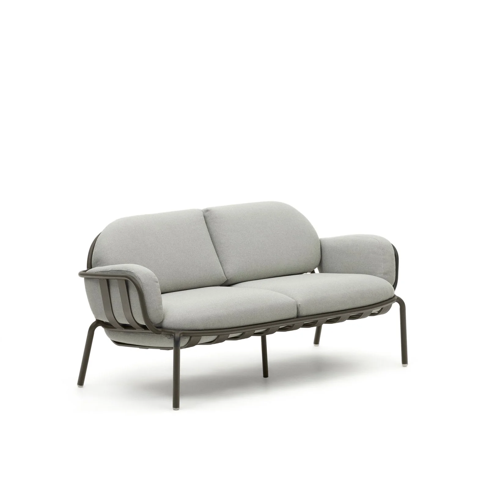 2-Sitzer-Outdoor-Sofa Joncols mit Bezug in Grau aus Aluminium mit grün lackiertem Finish 164 cm - Image 8