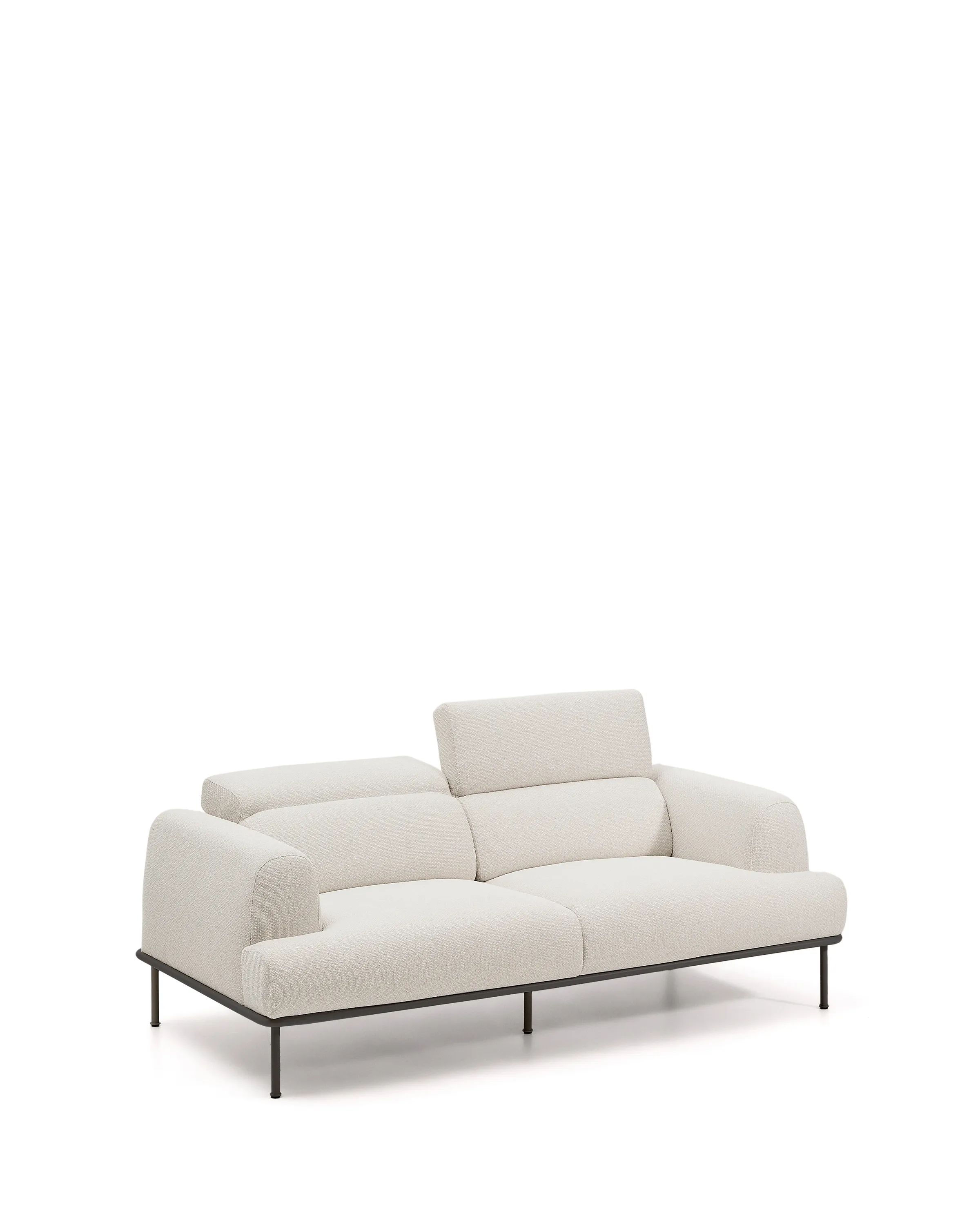 2-Sitzer-Sofa Aurum aus ecrufarbener Chenille mit verstellbarem Kopfteil und mattgrauer Metallbasis 210 cm FSC Mix Credit - Image 10