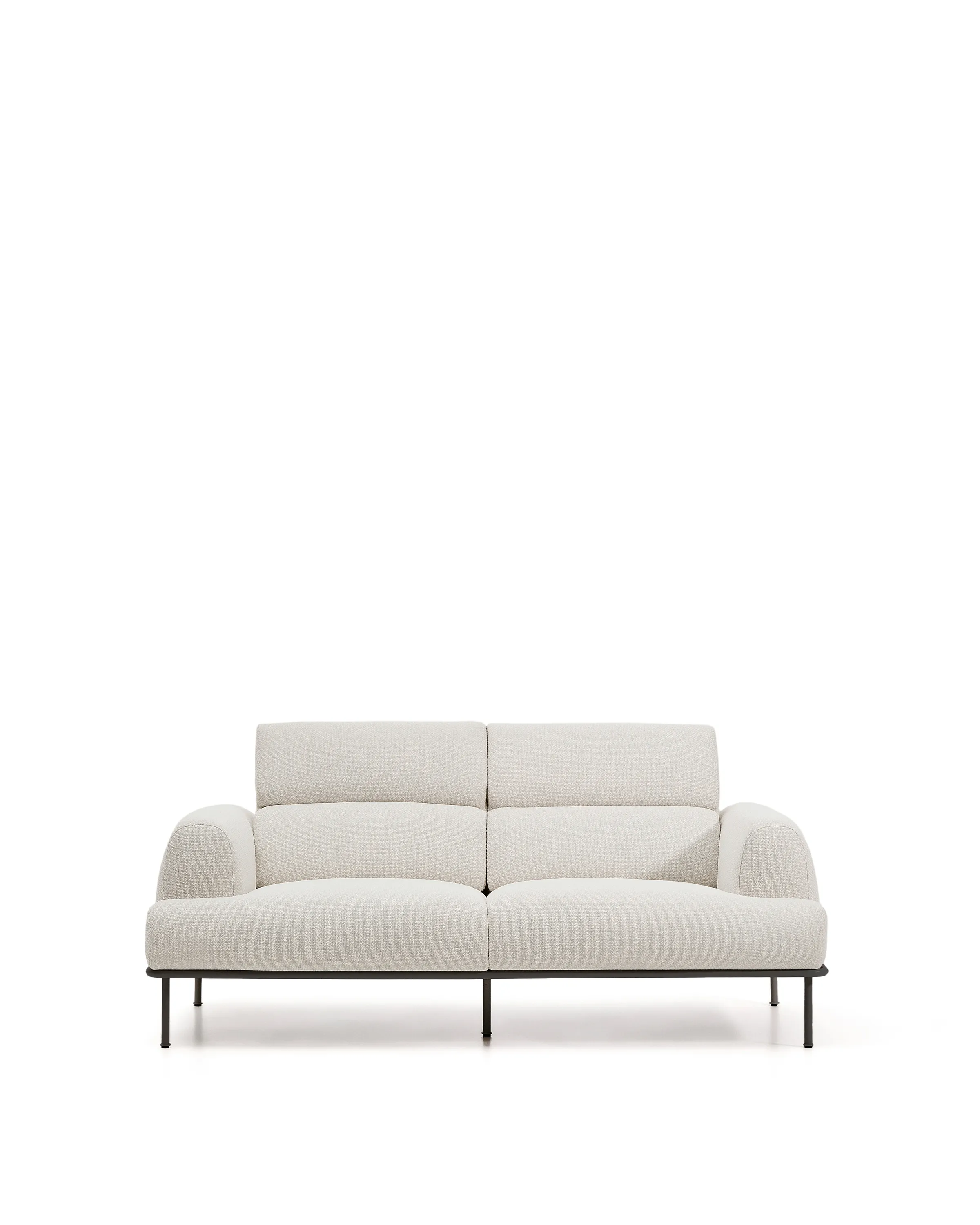 2-Sitzer-Sofa Aurum aus ecrufarbener Chenille mit verstellbarem Kopfteil und mattgrauer Metallbasis 210 cm FSC Mix Credit - Image 5