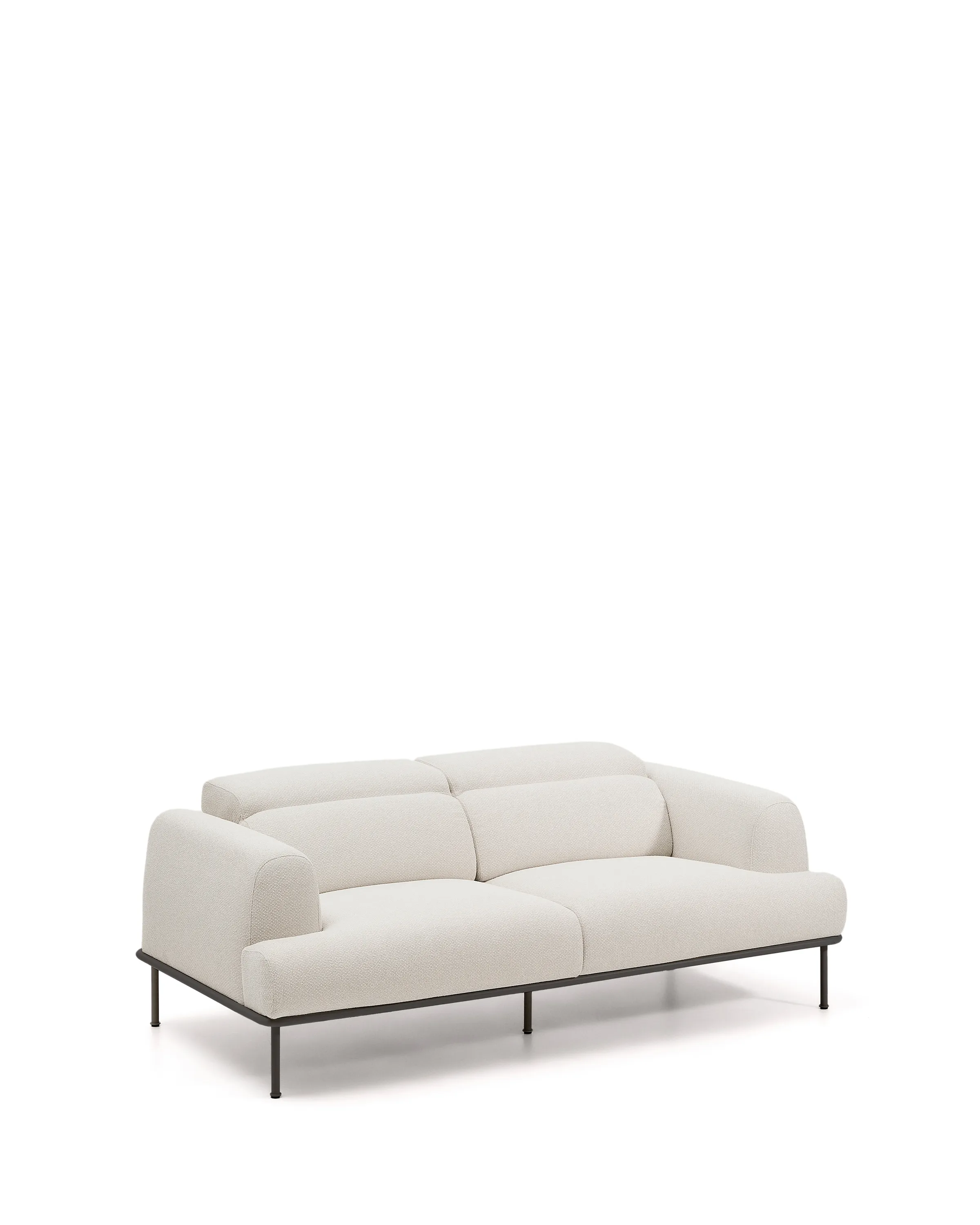 2-Sitzer-Sofa Aurum aus ecrufarbener Chenille mit verstellbarem Kopfteil und mattgrauer Metallbasis 210 cm FSC Mix Credit - Image 6