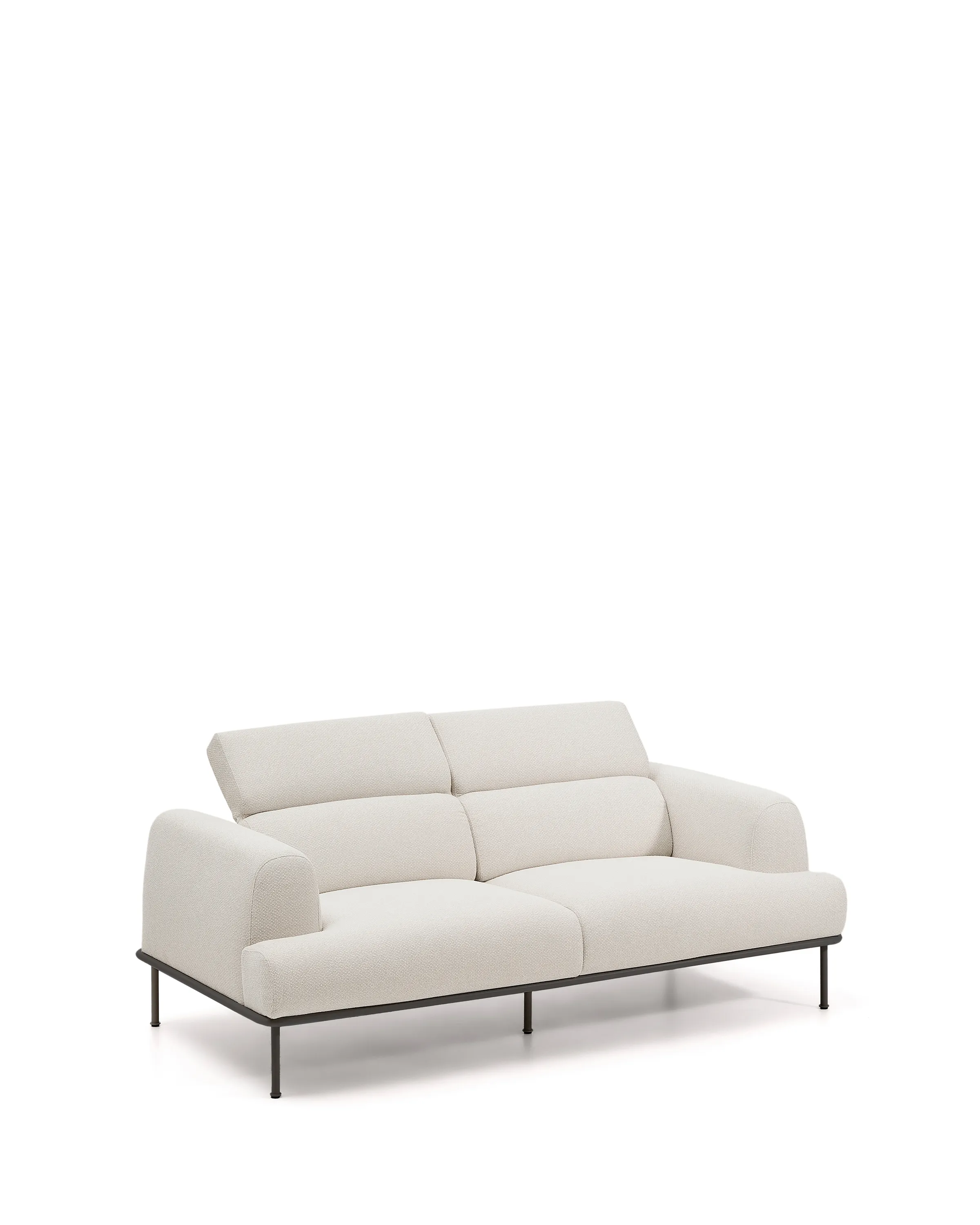 2-Sitzer-Sofa Aurum aus ecrufarbener Chenille mit verstellbarem Kopfteil und mattgrauer Metallbasis 210 cm FSC Mix Credit - Image 8