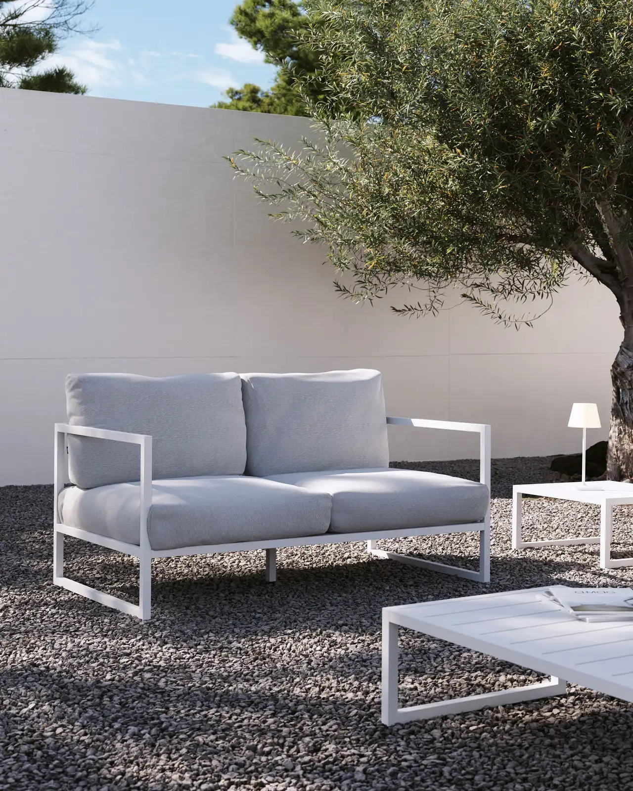 2-Sitzer-Sofa Comova 100% outdoor weiß und Aluminium weiß 150 cm - Image 2