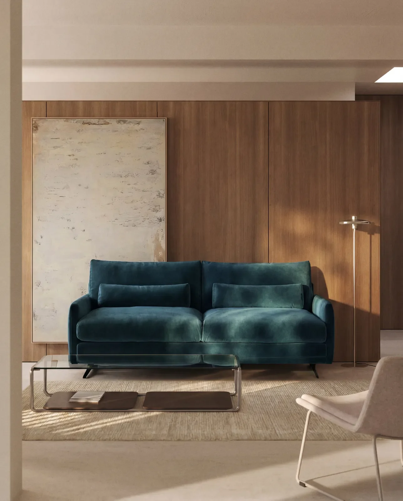 2-Sitzer-Sofa Veliro, schwer entflammbar, mit Samt und Stahlbeinen mit schwarzem Finish, 210 cm, FSC Mix Credit - Image 2