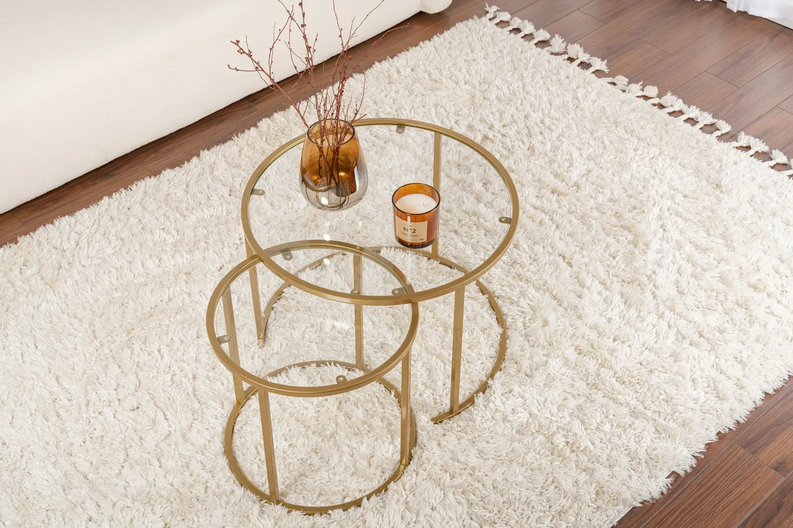 2er-Set Couchtisch Aurum aus gehärtetem Glas und Metall 60Ø - Image 19