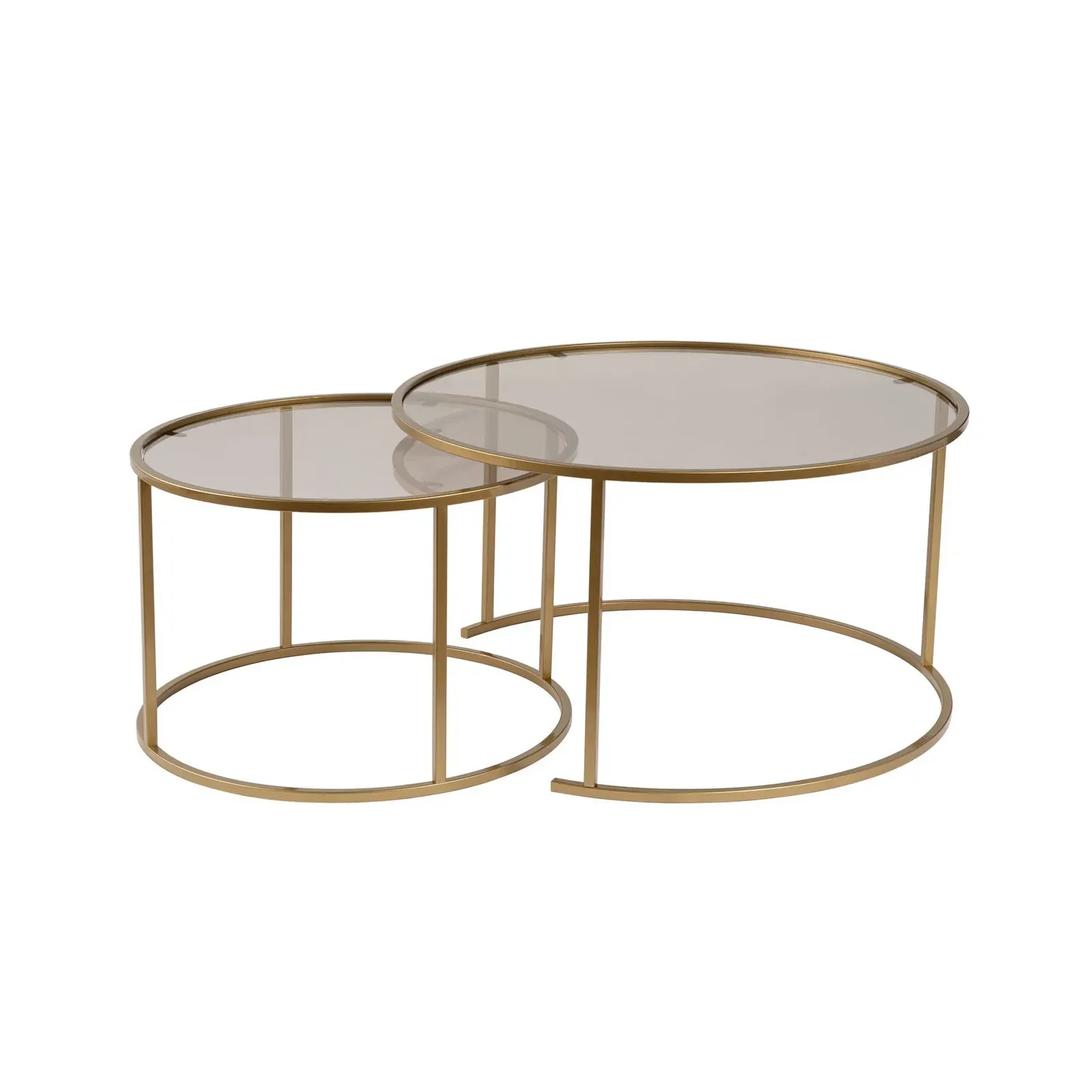 2er-Set Couchtisch Aurum aus gehärtetem Glas und Metall 80Ø