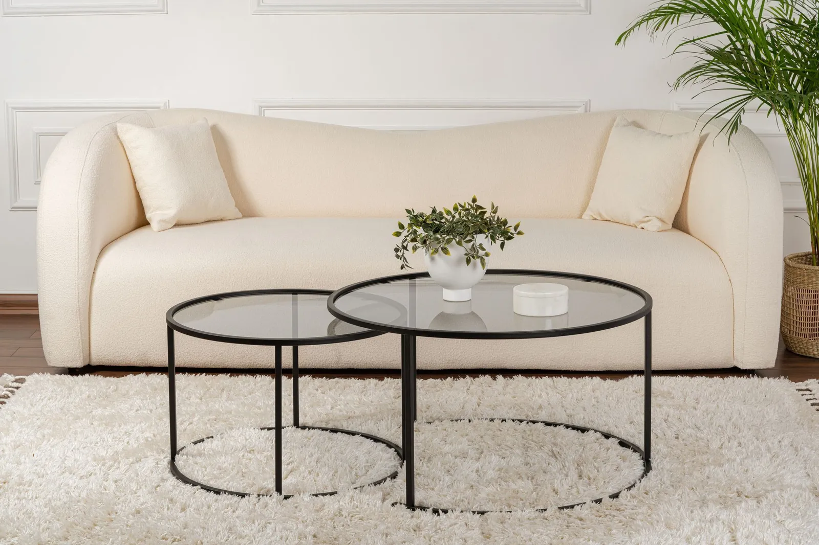 2er-Set Couchtisch Aurum aus gehärtetem Glas und Metall 80Ø - Image 10