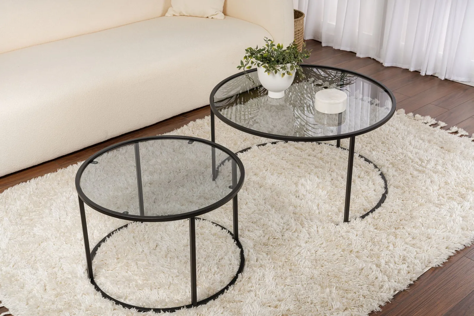 2er-Set Couchtisch Aurum aus gehärtetem Glas und Metall 80Ø - Image 11