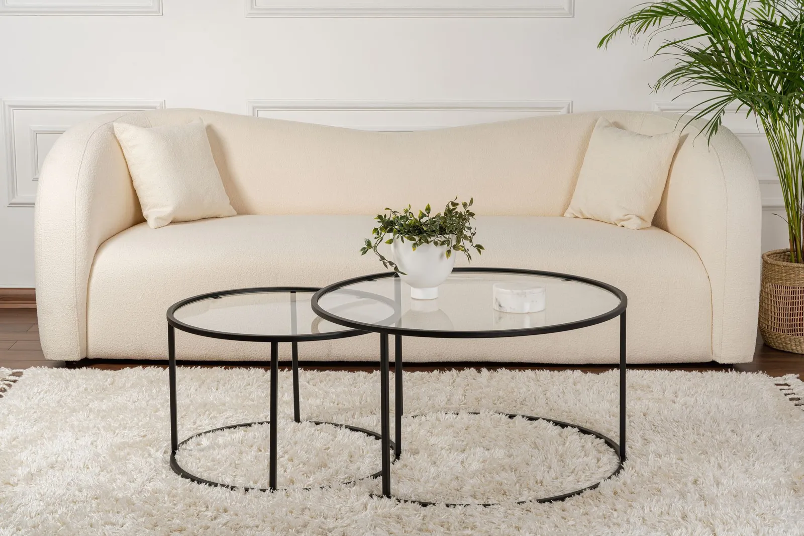 2er-Set Couchtisch Aurum aus gehärtetem Glas und Metall 80Ø - Image 17