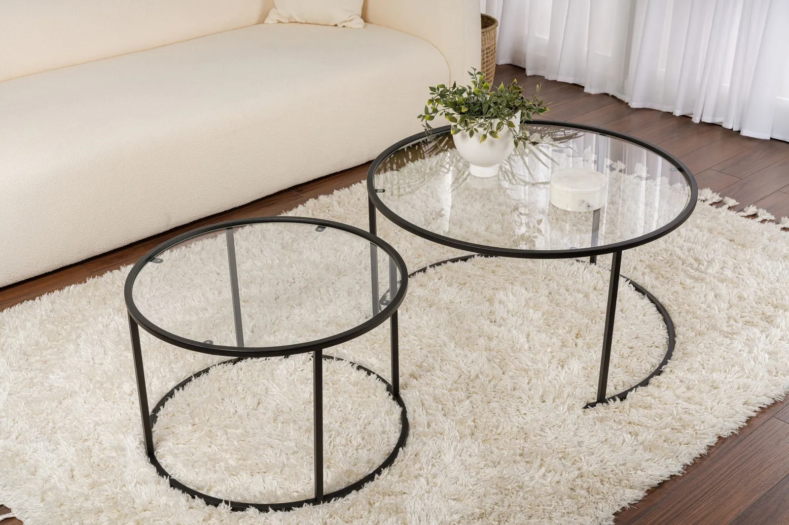 2er-Set Couchtisch Aurum aus gehärtetem Glas und Metall 80Ø - Image 18