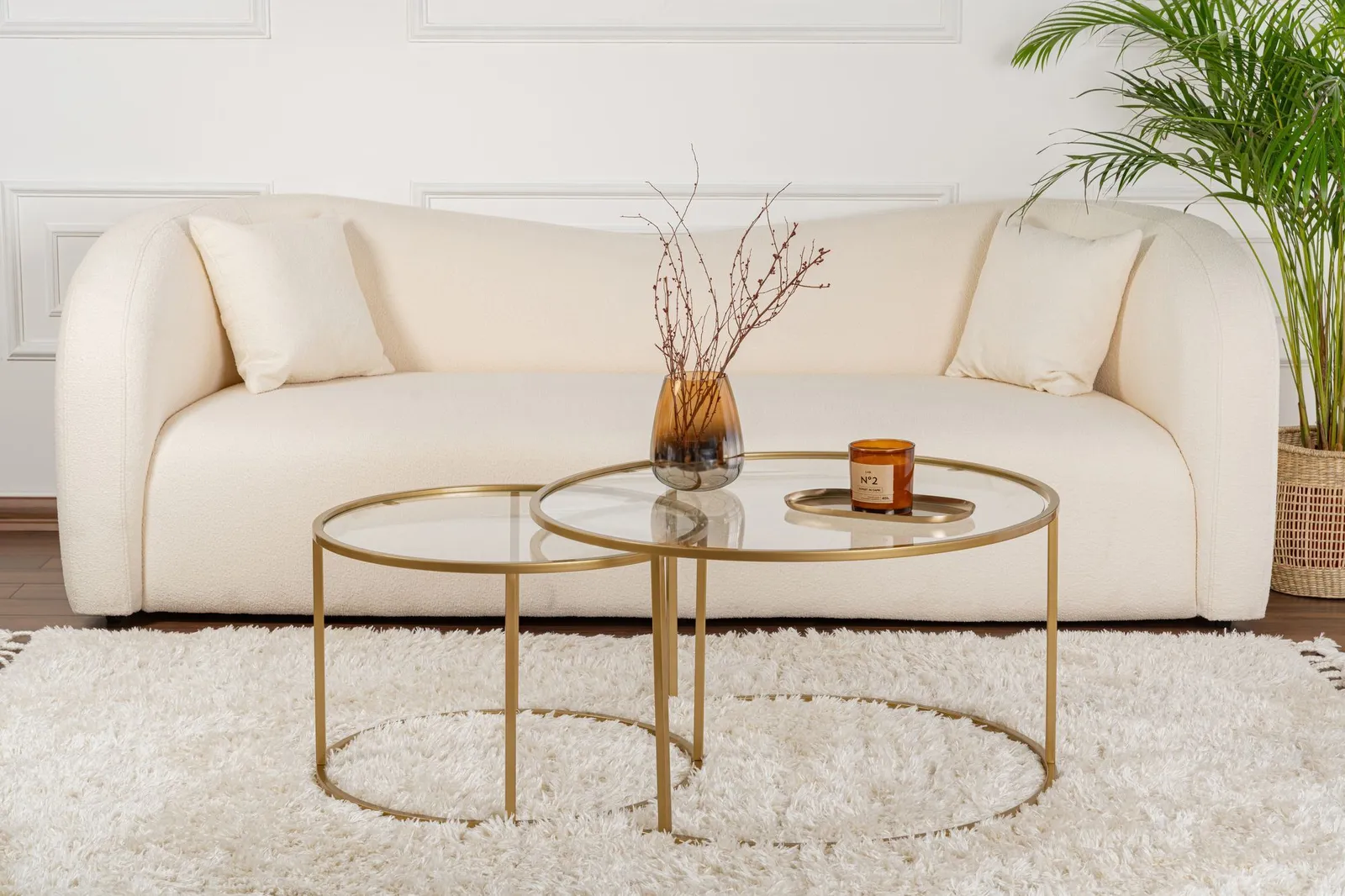 2er-Set Couchtisch Aurum aus gehärtetem Glas und Metall 80Ø - Image 24