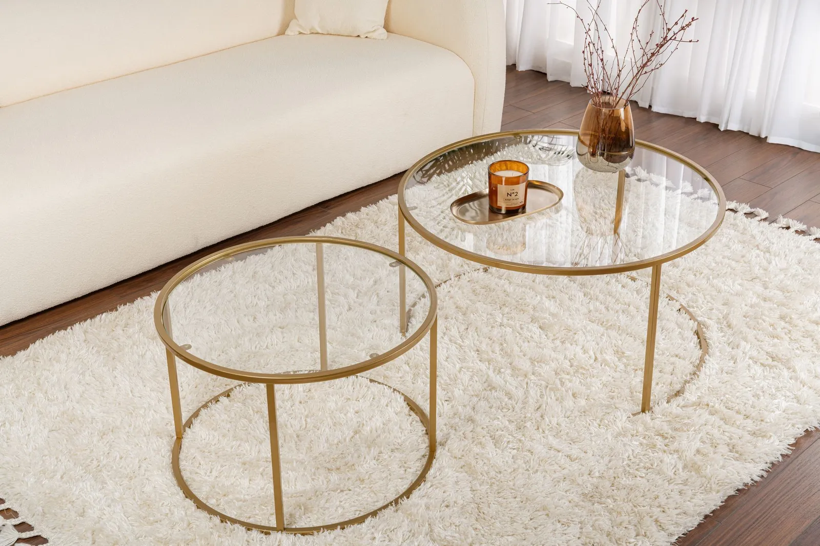 2er-Set Couchtisch Aurum aus gehärtetem Glas und Metall 80Ø - Image 25