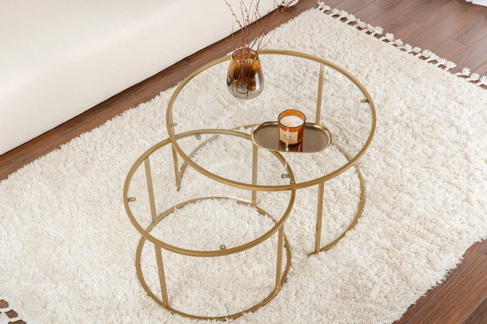 2er-Set Couchtisch Aurum aus gehärtetem Glas und Metall 80Ø - Image 26