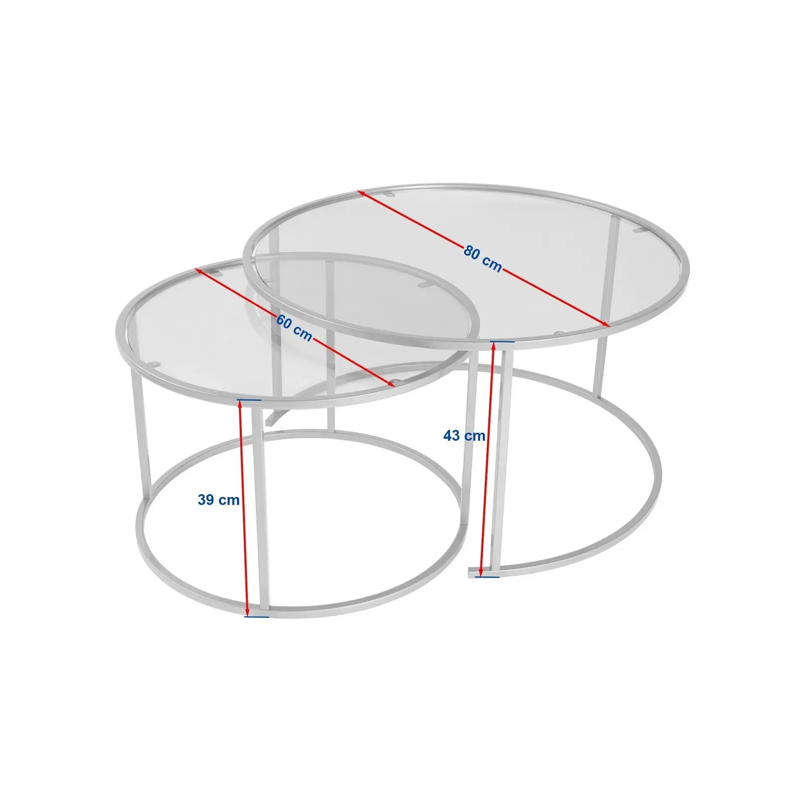 2er-Set Couchtisch Aurum aus gehärtetem Glas und Metall 80Ø - Image 28