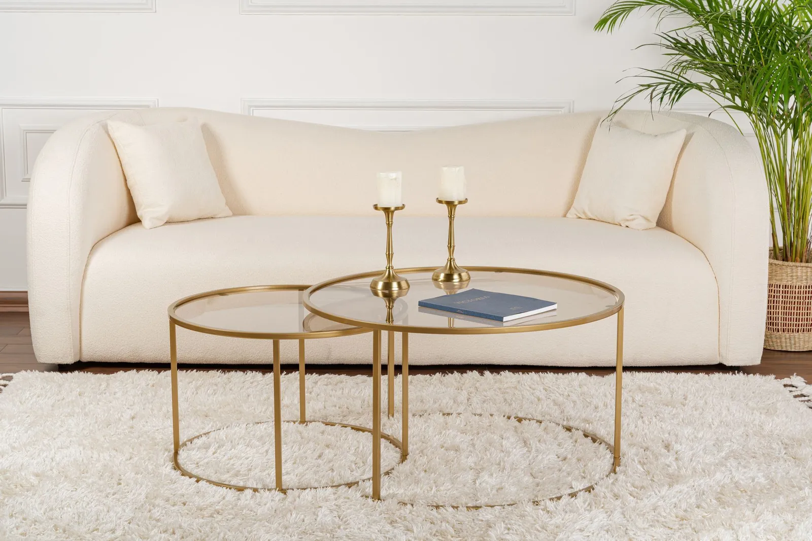2er-Set Couchtisch Aurum aus gehärtetem Glas und Metall 80Ø - Image 3