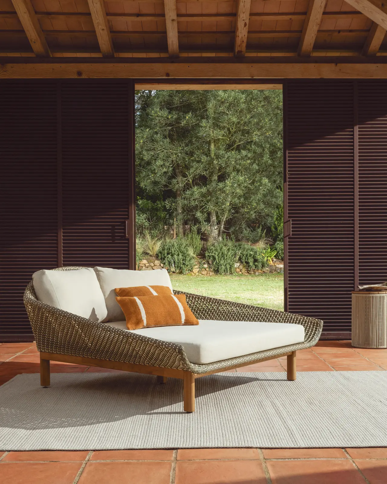 2er-Sonnenliege Olbia aus synthetischem Rattan und massivem Teakholz FSC 100 % - Image 3