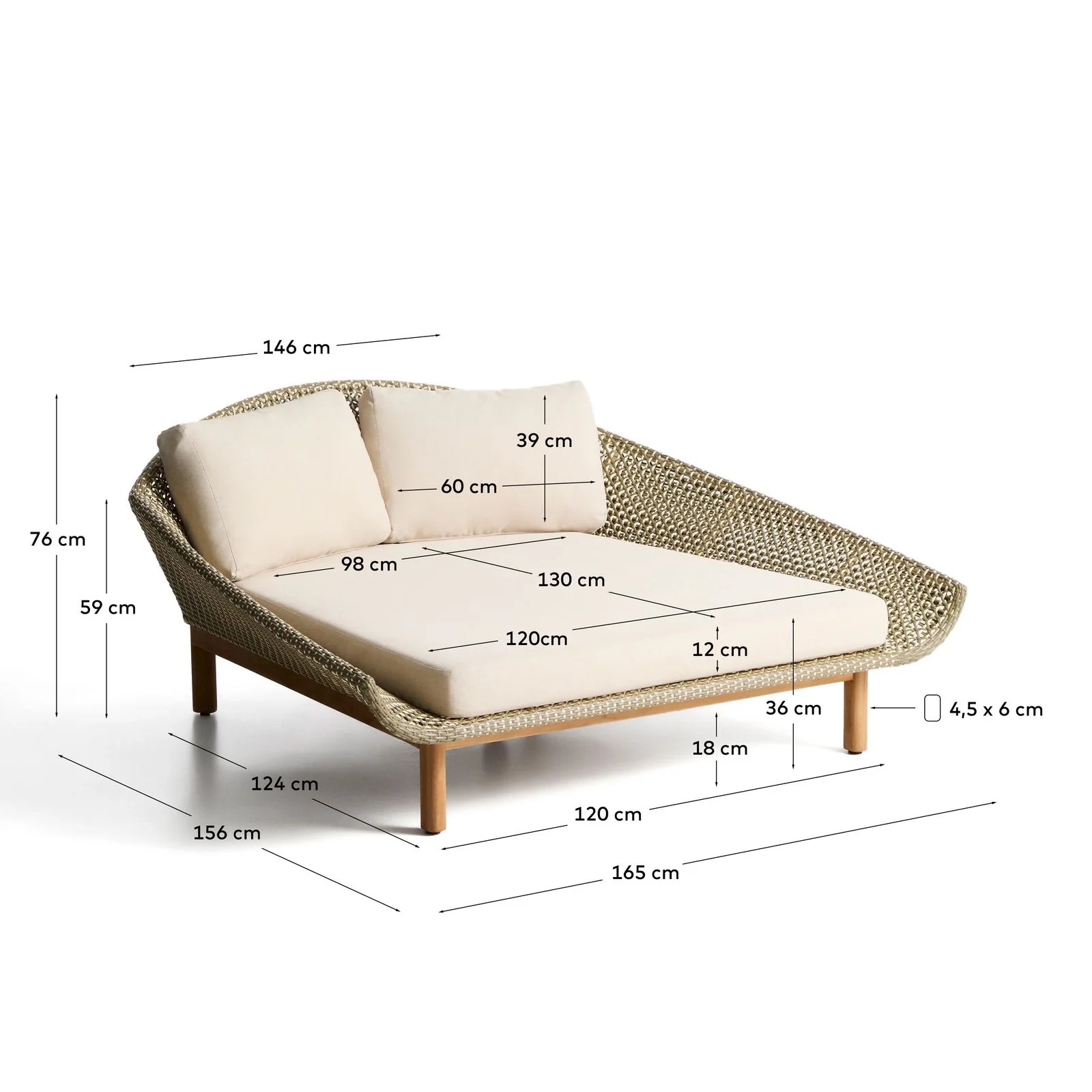 2er-Sonnenliege Olbia aus synthetischem Rattan und massivem Teakholz FSC 100 % - Image 4