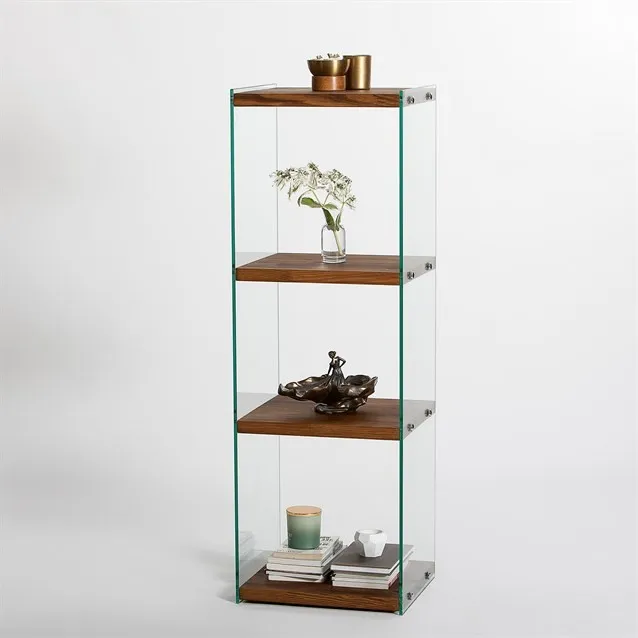 3-Fächer Regal Aqua aus gehärtetem Glas und Massivholz, 40×35×120 cm - Image 6