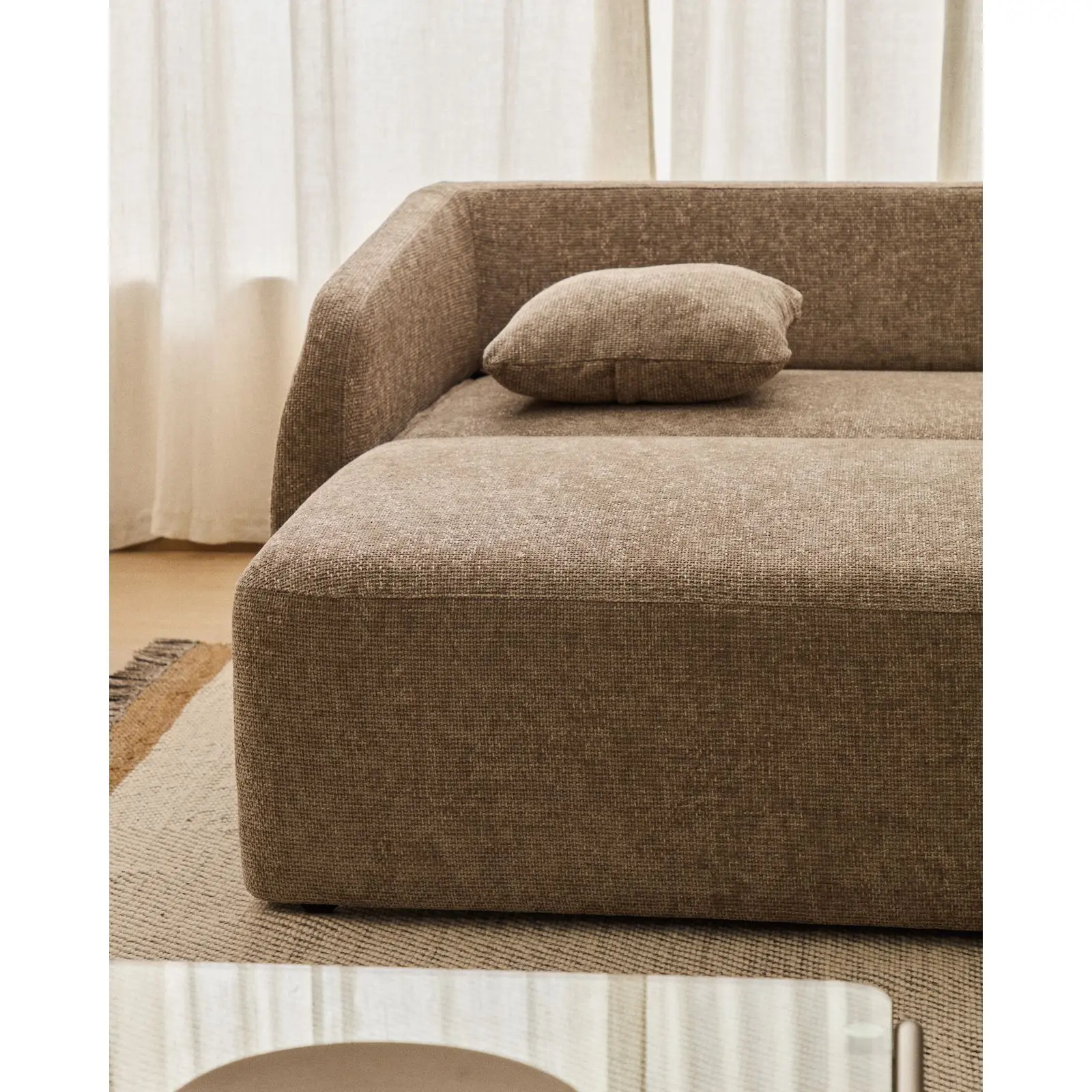 3-Sitzer-Bettsofa Laira in taupefarbener Chenille und Chaiselongue rechts, 246 cm, FSC Mix Credit - Image 2