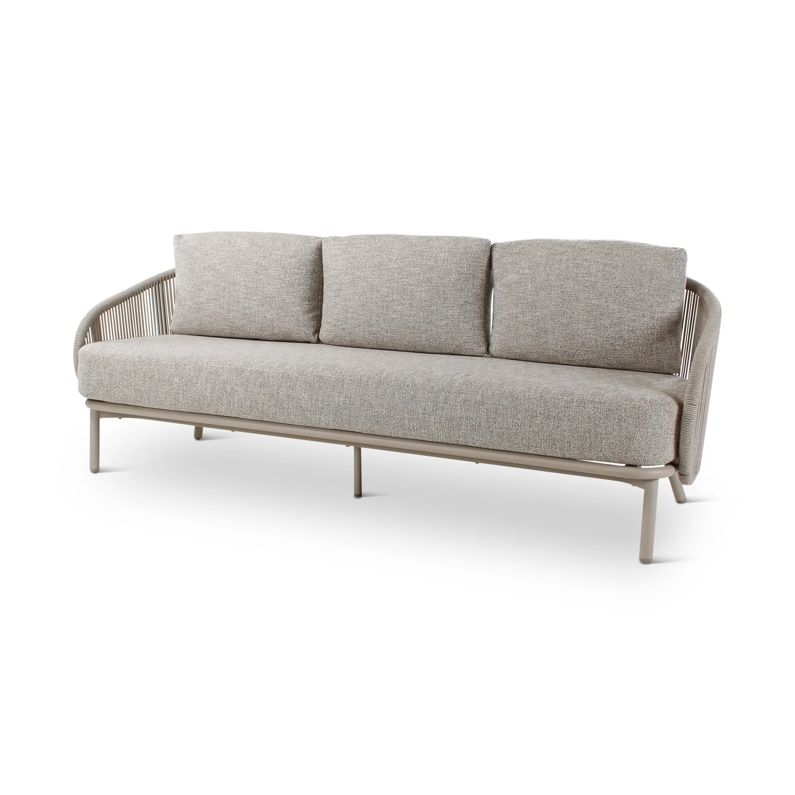 3-Sitzer Gartensofa Ariba aus Aluminium mit steinfarbenen Kissen, 220x79x75 cm