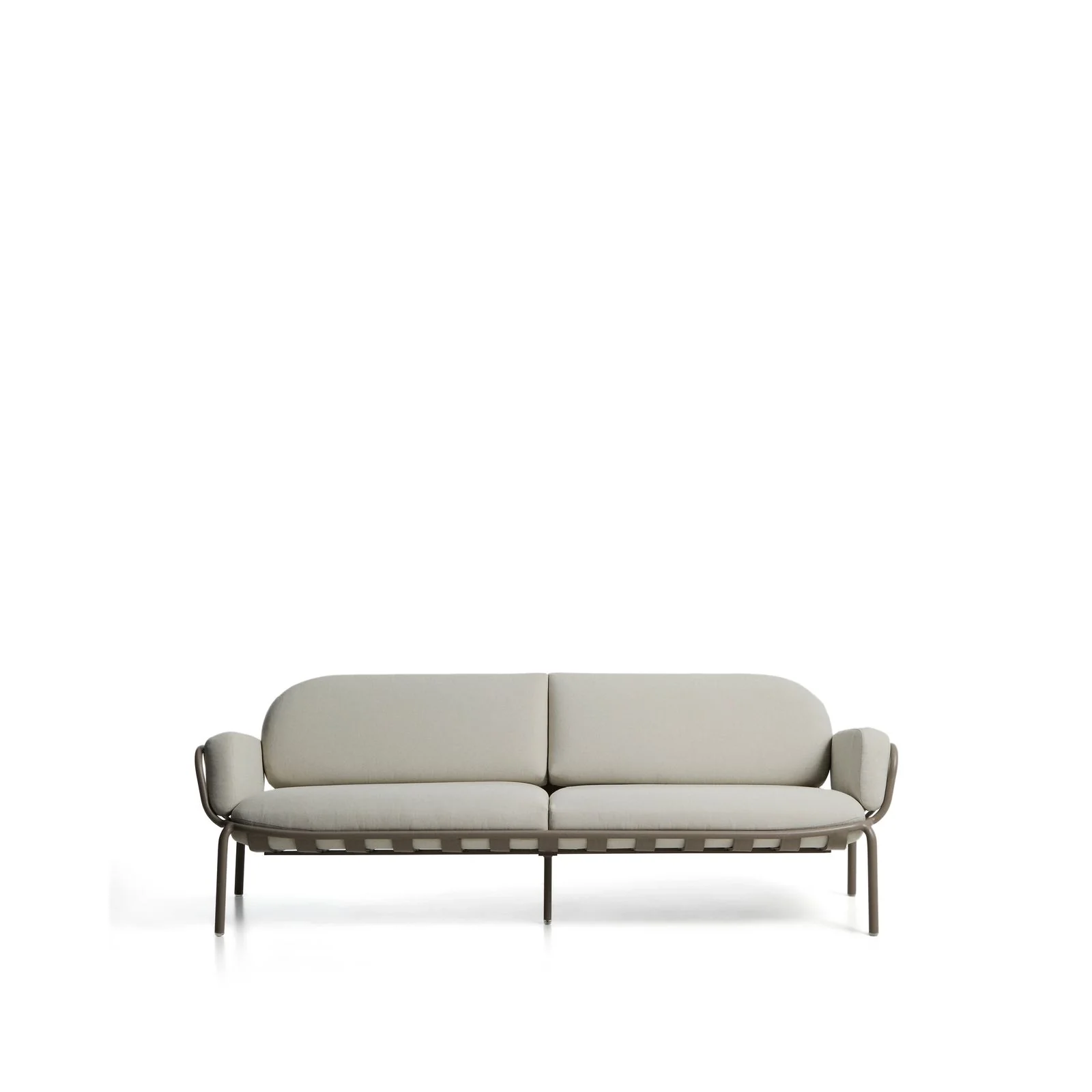 3-Sitzer-Outdoor-Sofa Joncols aus Aluminium mit taupefarbener Lackierung, 224 cm