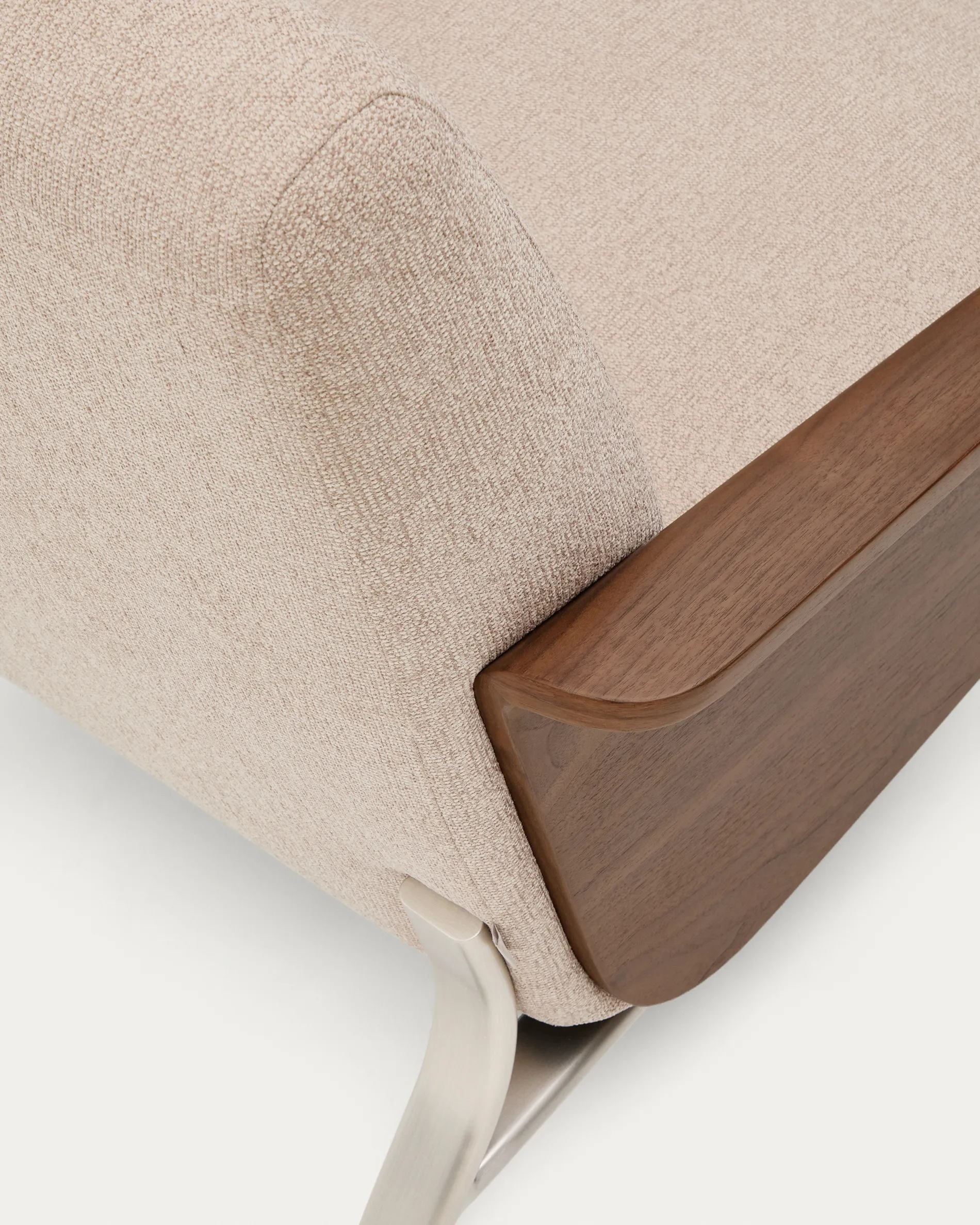 3-Sitzer-Sofa Amsen in Hellbraun aus Nussbaumsperrholz und Beinen aus em gebürsteten Edelstahl 190 cm FSC 100 % - Image 10