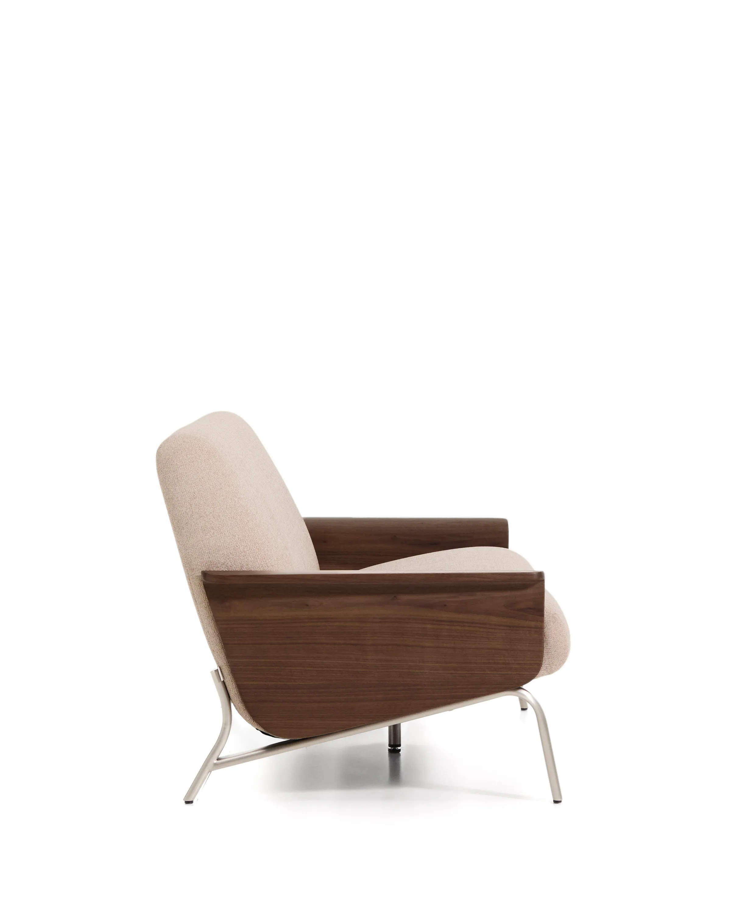 3-Sitzer-Sofa Amsen in Hellbraun aus Nussbaumsperrholz und Beinen aus em gebürsteten Edelstahl 190 cm FSC 100 % - Image 5