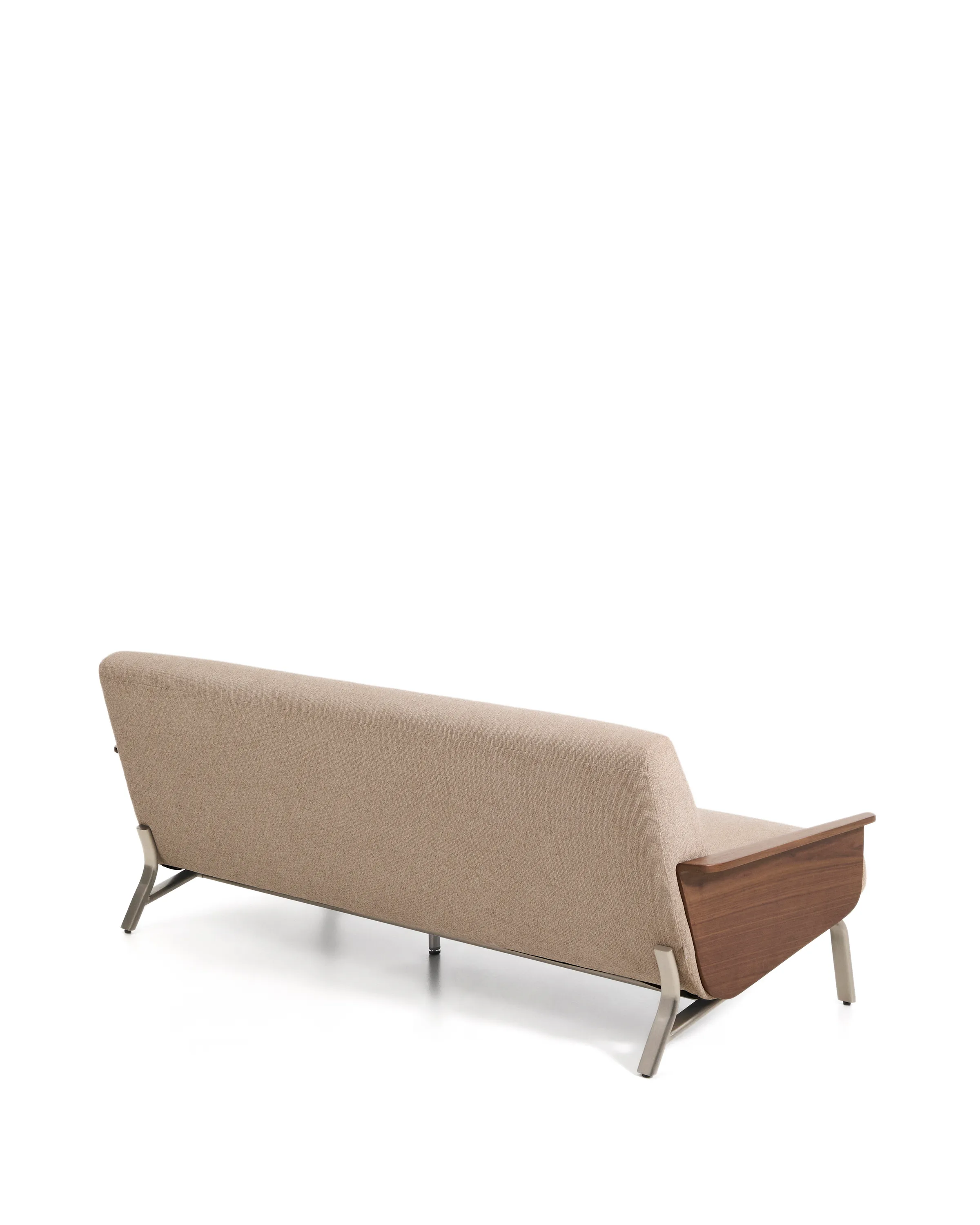 3-Sitzer-Sofa Amsen in Hellbraun aus Nussbaumsperrholz und Beinen aus em gebürsteten Edelstahl 190 cm FSC 100 % - Image 6