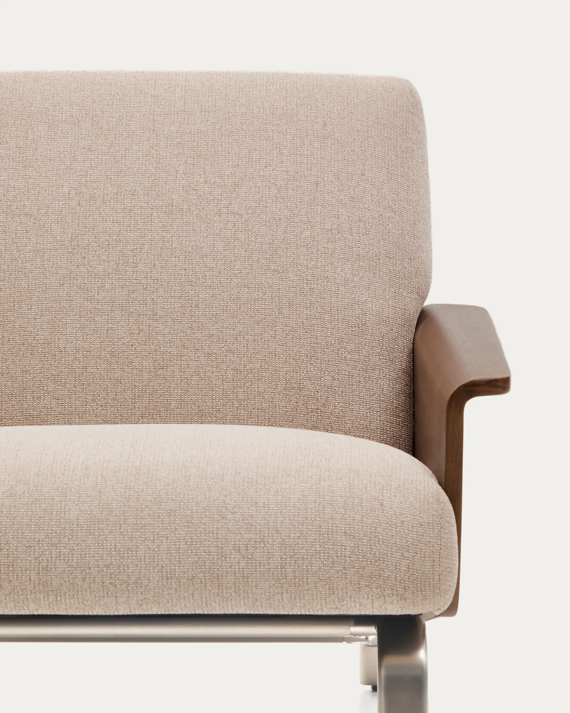 3-Sitzer-Sofa Amsen in Hellbraun aus Nussbaumsperrholz und Beinen aus em gebürsteten Edelstahl 190 cm FSC 100 % - Image 7
