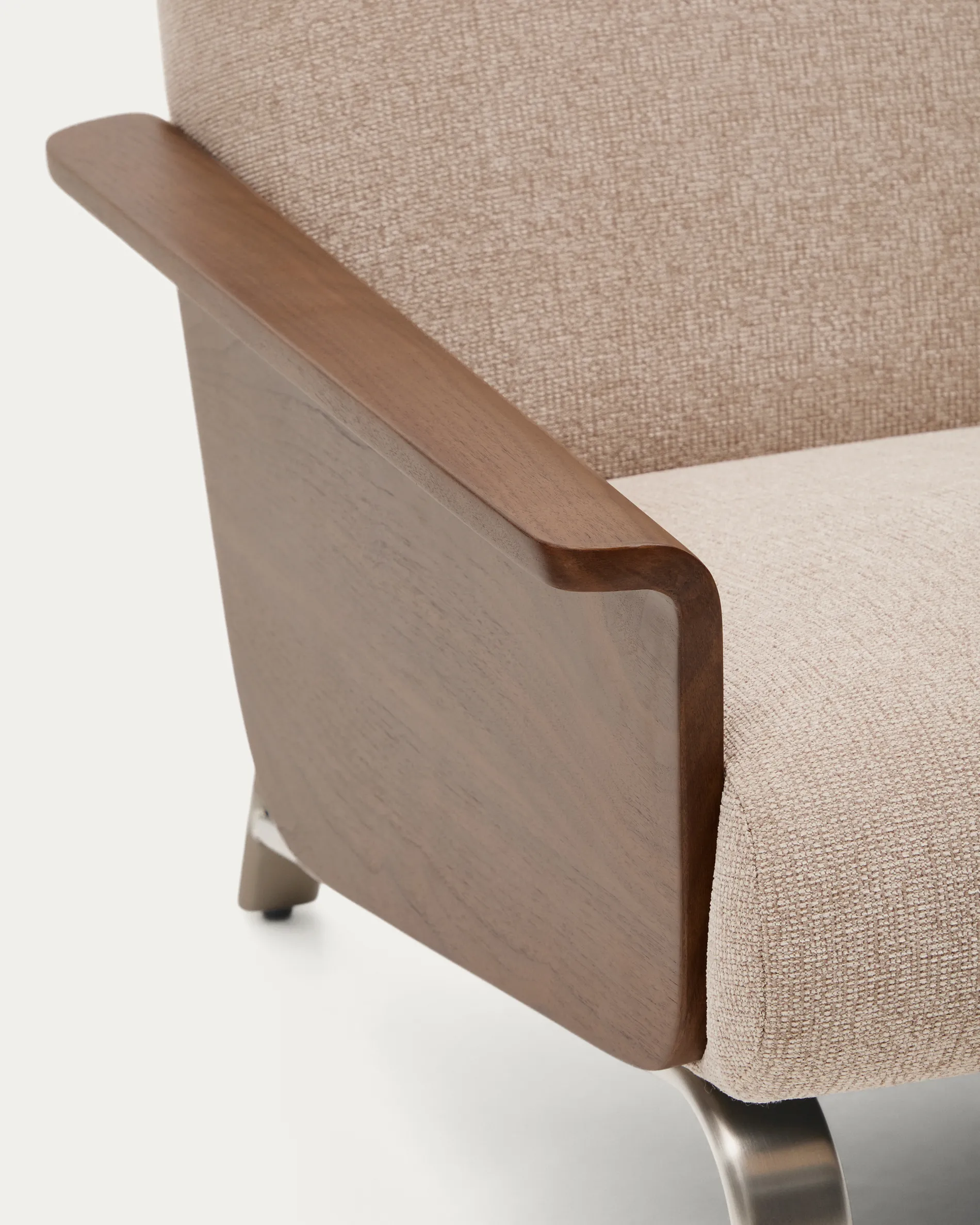 3-Sitzer-Sofa Amsen in Hellbraun aus Nussbaumsperrholz und Beinen aus em gebürsteten Edelstahl 190 cm FSC 100 % - Image 8