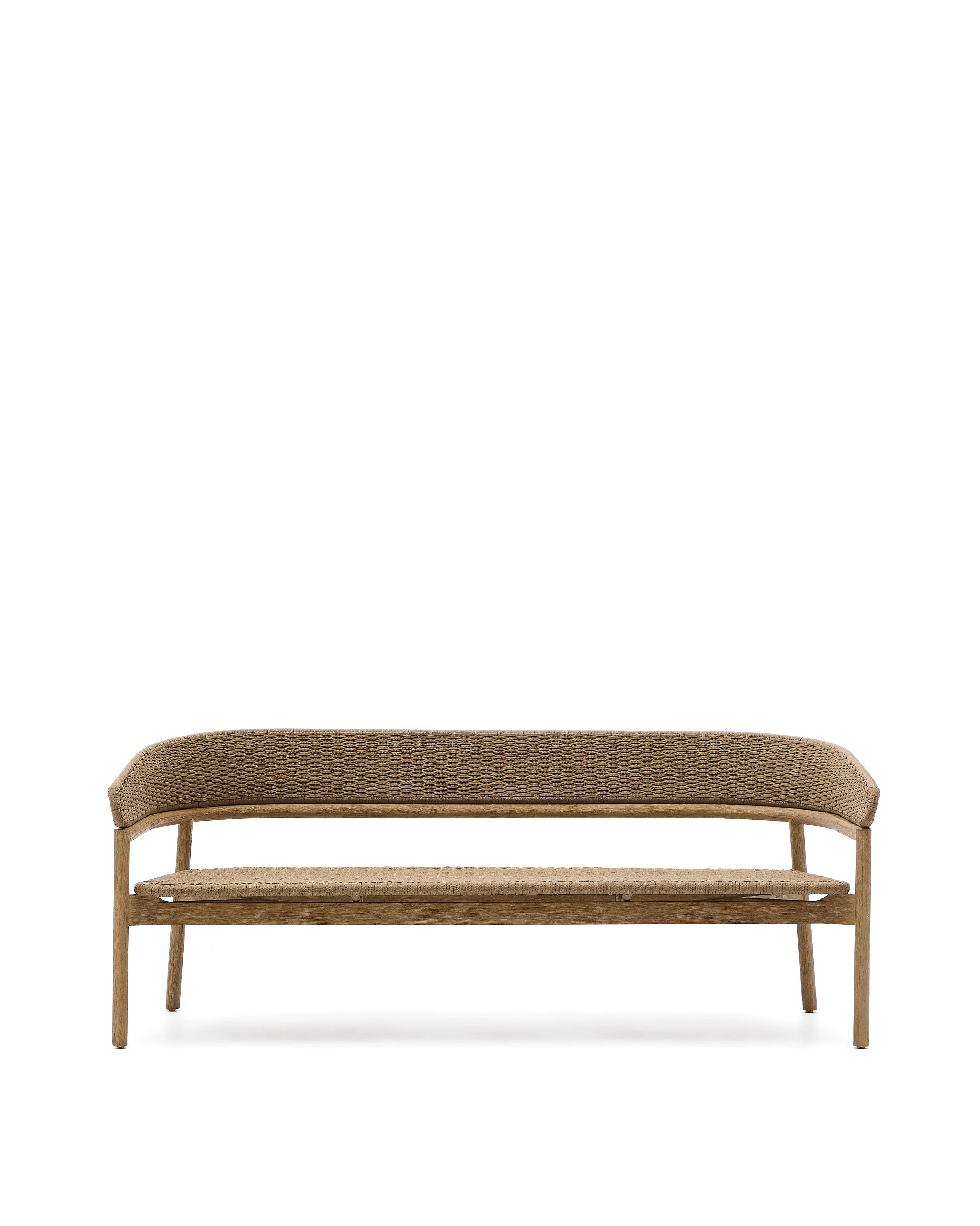 3-Sitzer-Sofa Arinella aus massivem Akazienholz mit Finish in natürlichem Farbton und beigem Seil FSC 100% 167 cm