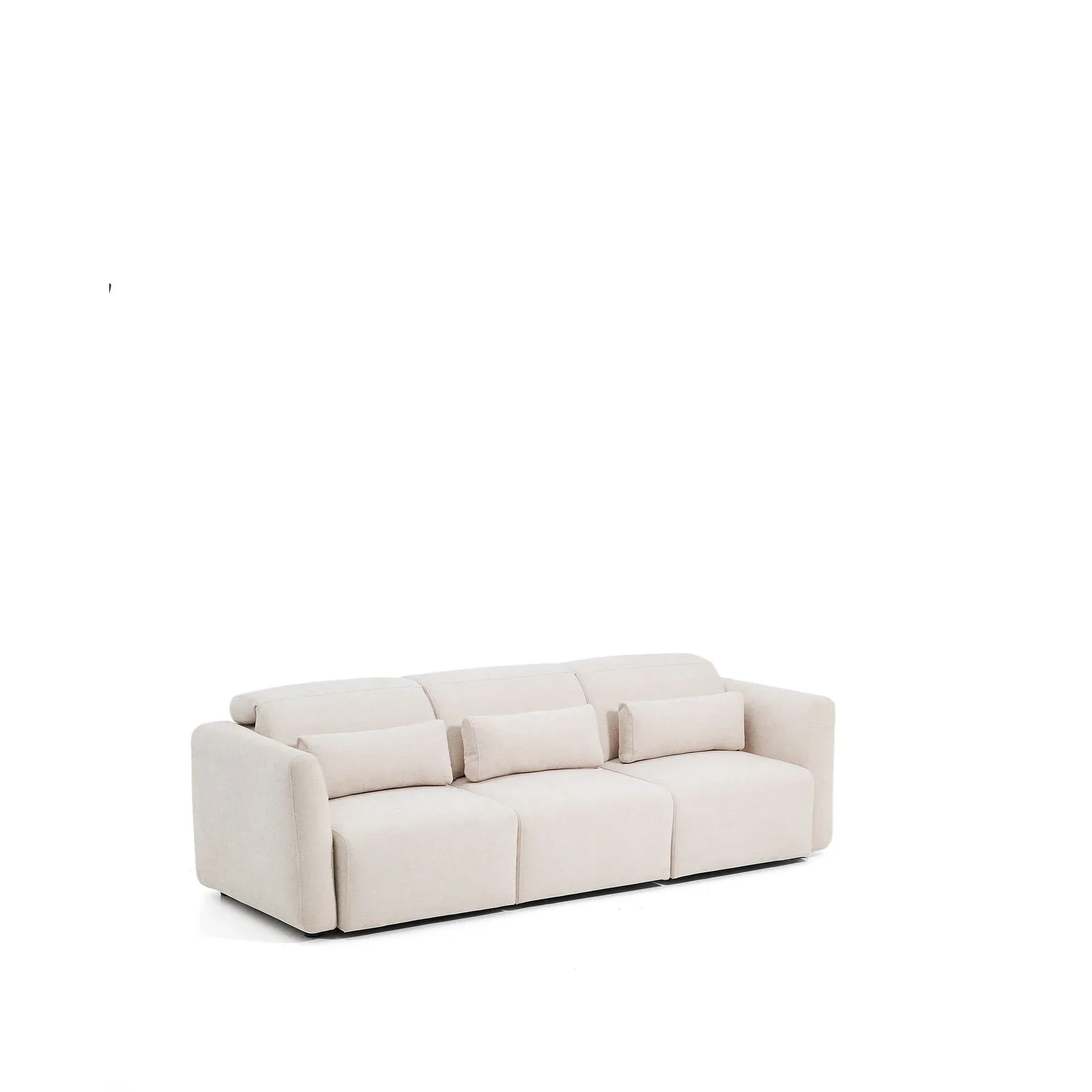 3-Sitzer-Sofa Lares mit elektrisch ausfahrbaren Sitzen und verstellbarer Kopfstütze in beiger Chenille, 255 cm - Image 8