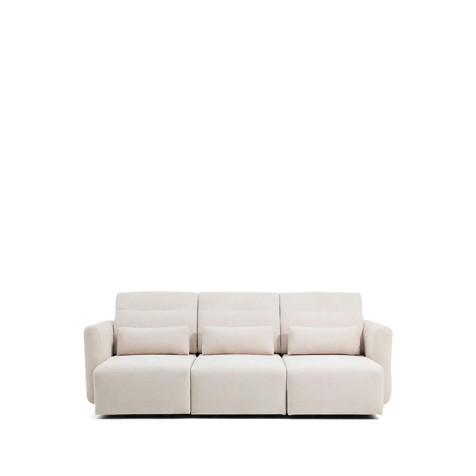 3-Sitzer-Sofa Lares mit elektrisch ausfahrbaren Sitzen und verstellbarer Kopfstütze in beiger Chenille, 255 cm - Image 9