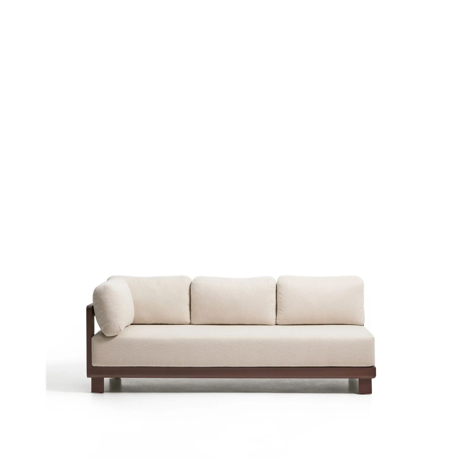 3-Sitzer-Sofa Nerano aus Aluminium in Braun, 208 cm