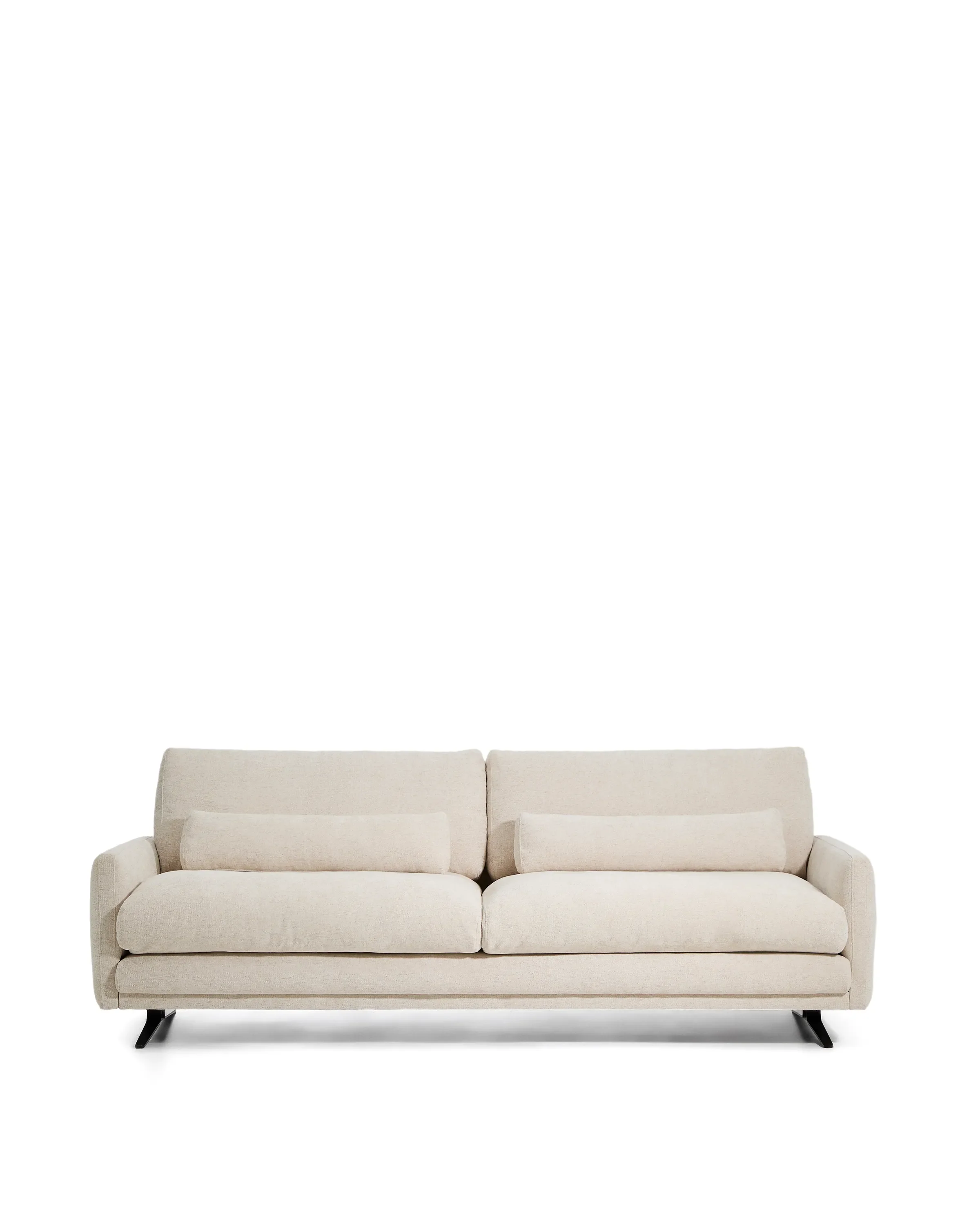 3-Sitzer-Sofa Veliro aus beiger Chenille mit schwarzen Stahlbeinen, 240 cm, FSC Mix Credit