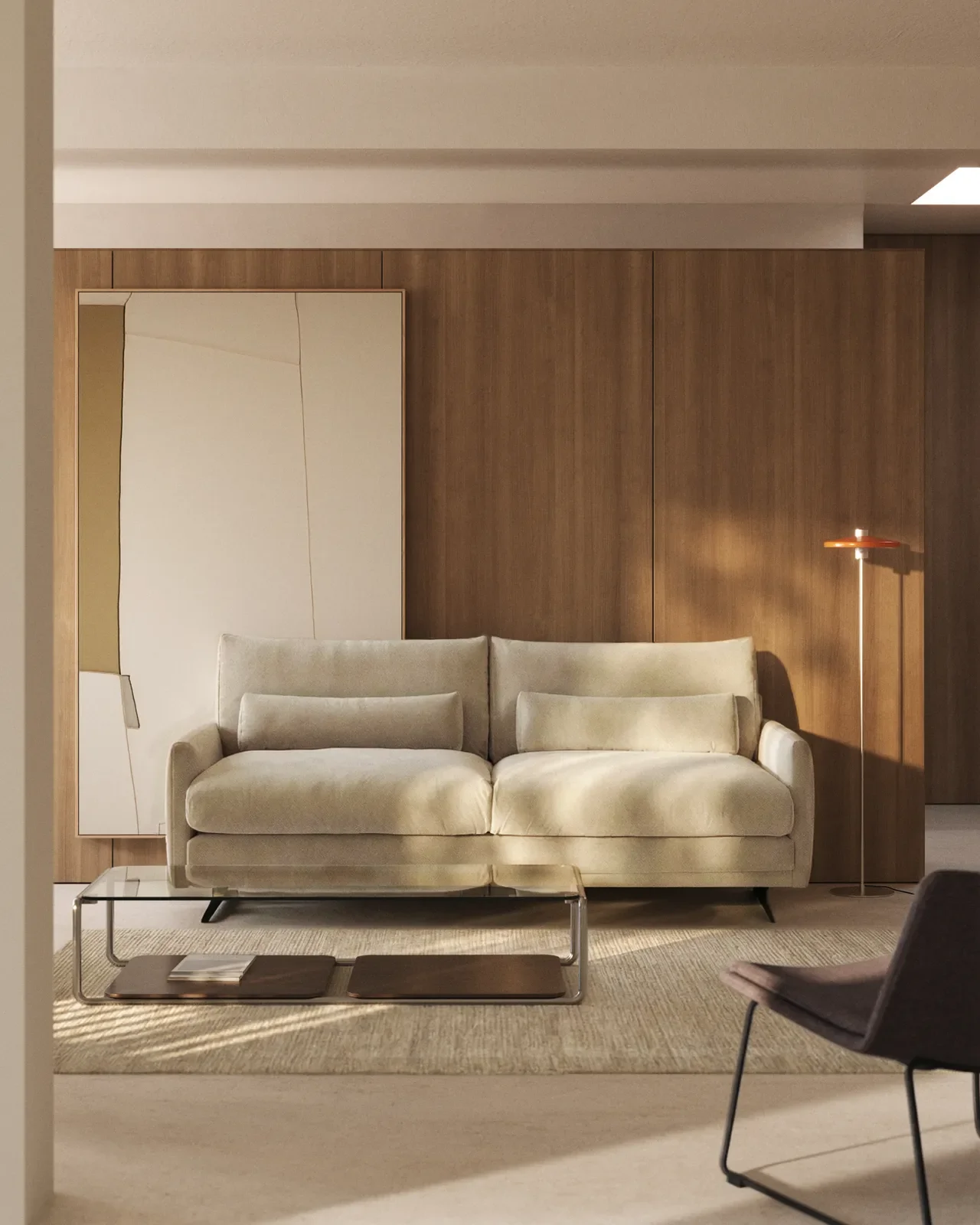 3-Sitzer-Sofa Veliro, schwer entflammbar, mit Samt und Stahlbeinen mit schwarzem Finish, 240 cm, FSC Mix Credit - Image 12