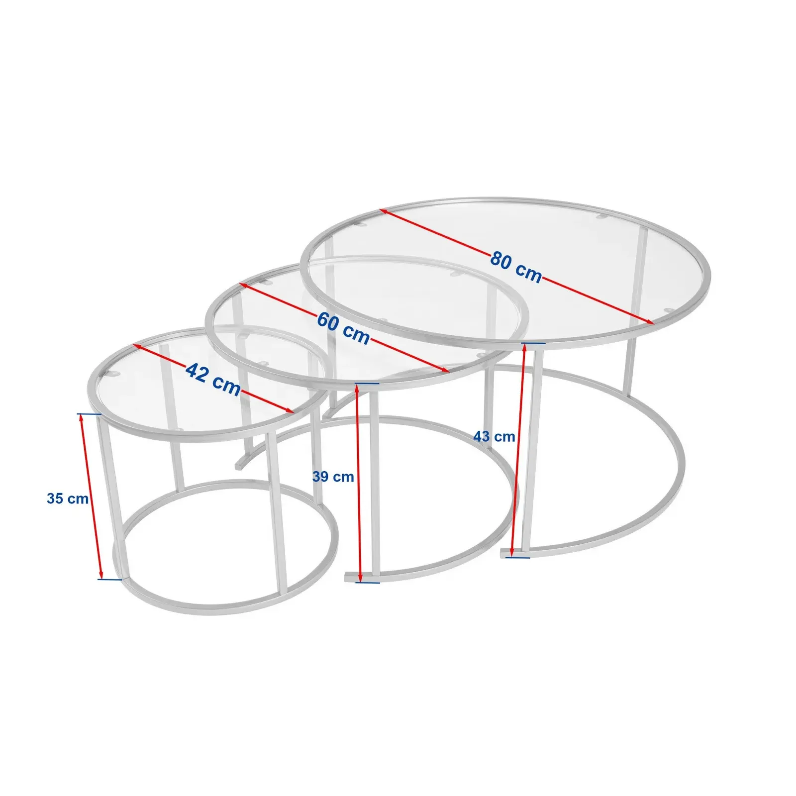 3er-Set Couchtisch Aurum aus gehärtetem Glas und Metall 80Ø - Image 14