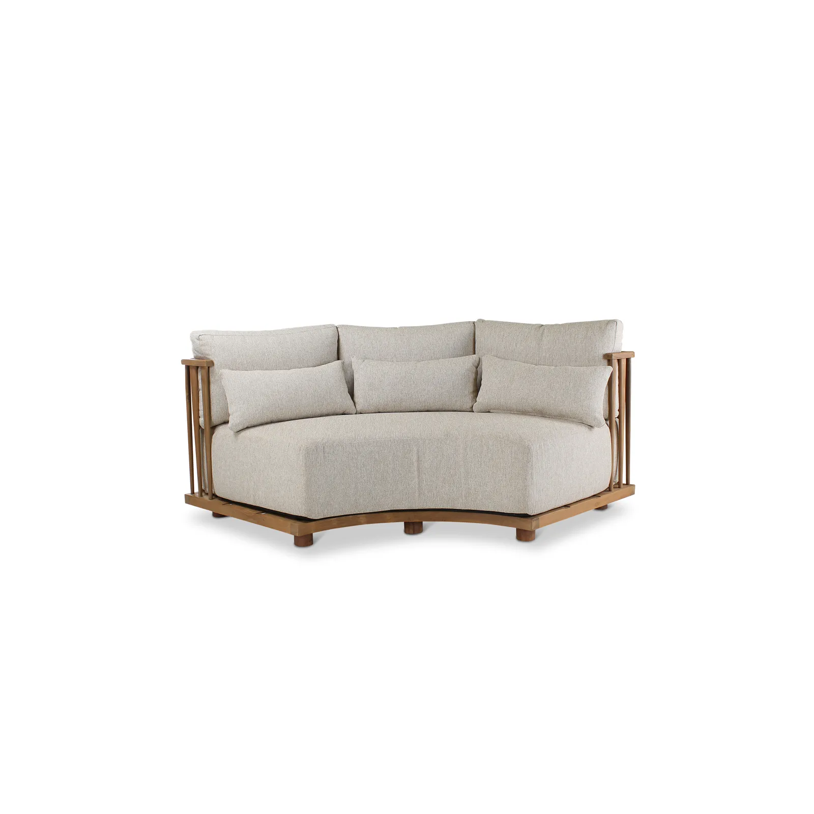 5-Sitzer-Gartensofa Pisang aus Teakholz mit cremefarbenen Kissen, 340x265x77 cm - Image 11
