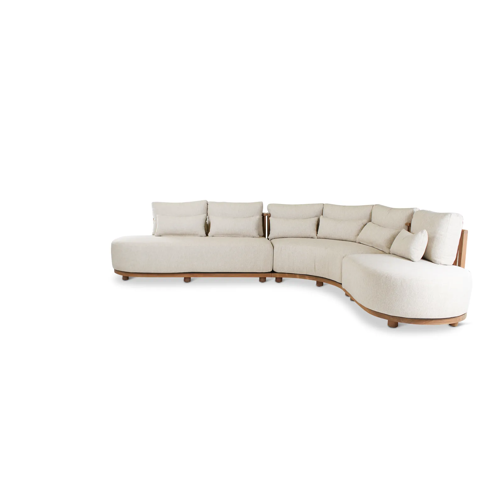 5-Sitzer-Gartensofa Pisang aus Teakholz mit cremefarbenen Kissen, 340x265x77 cm - Image 5