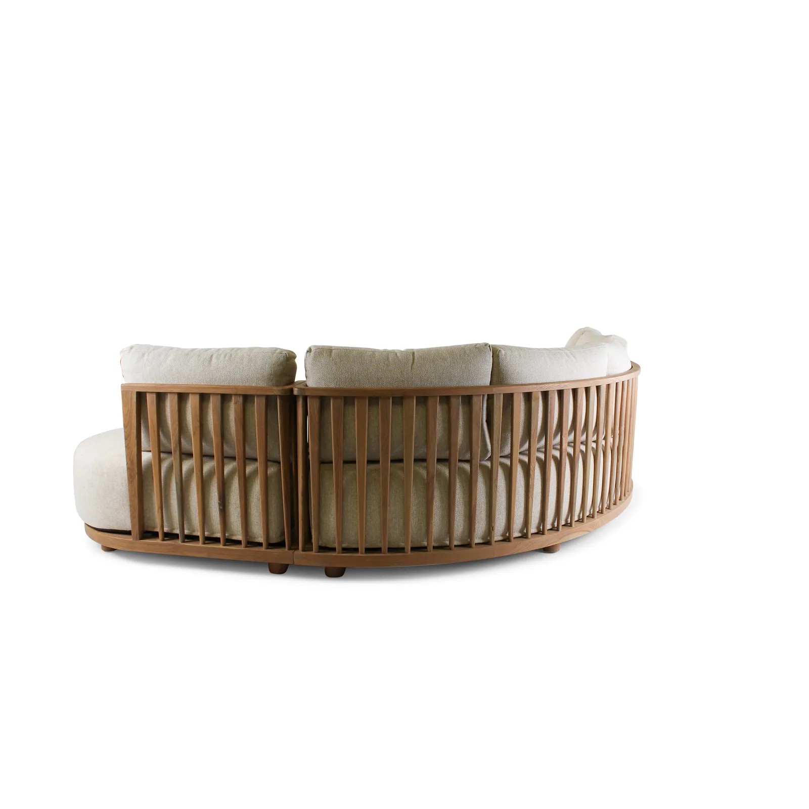 5-Sitzer-Gartensofa Pisang aus Teakholz mit cremefarbenen Kissen, 340x265x77 cm - Image 8