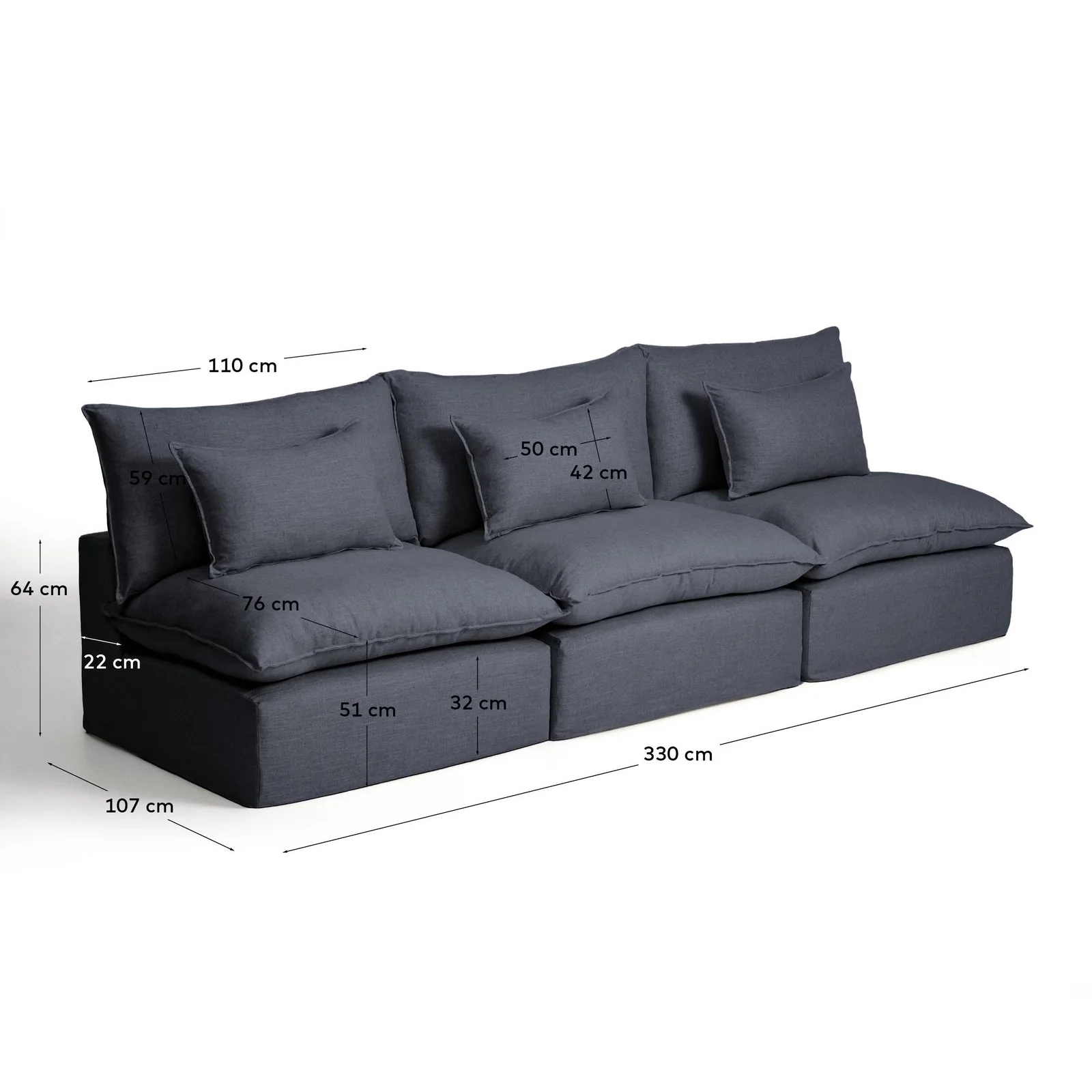 5-Sitzer-Modularsofa Anarela mit abnehmbarem Bezug aus Leinen und Viskose, 330 cm, FSC Mix Credit - Image 10