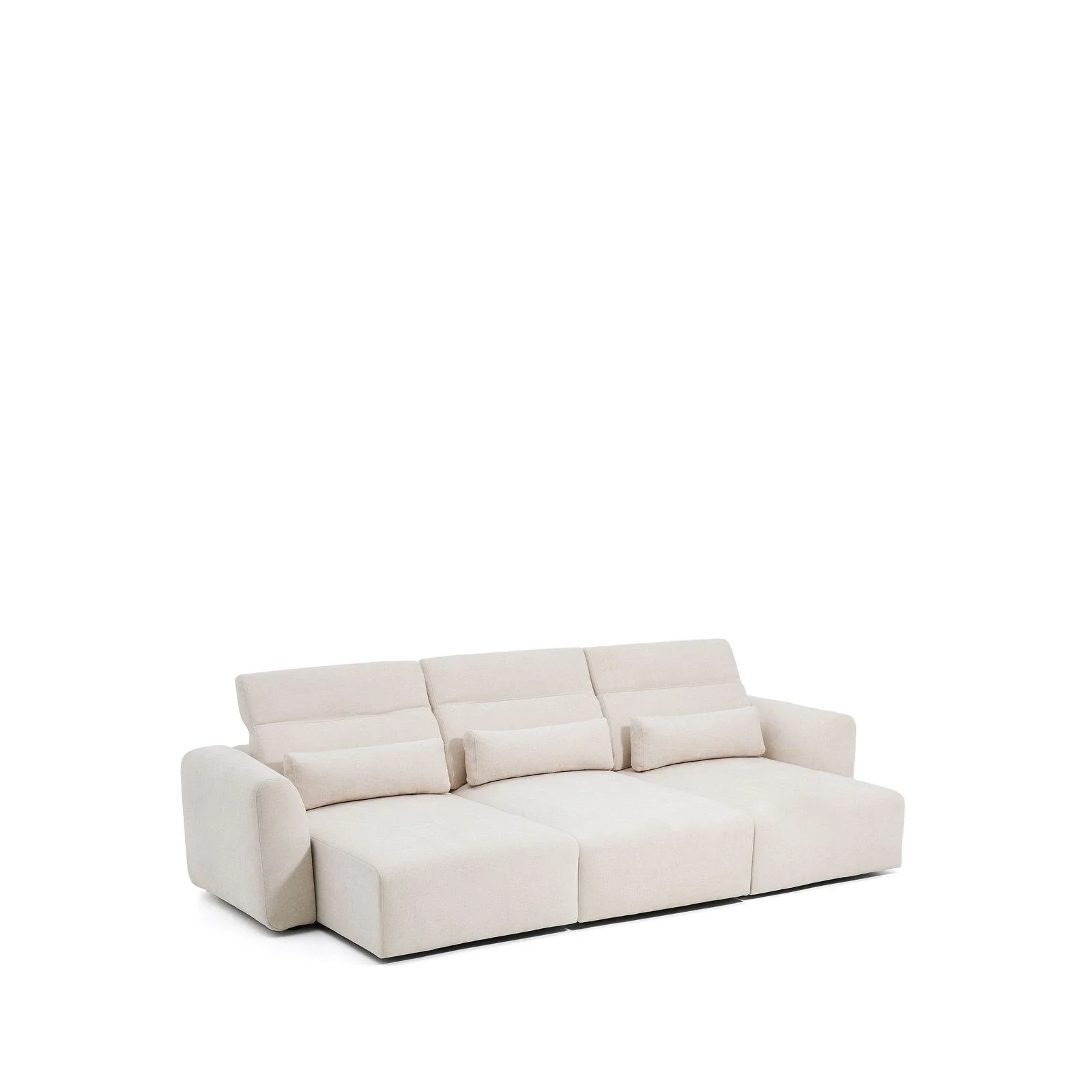 5-Sitzer-Sofa Lares mit elektrisch ausfahrbaren Sitzen und verstellbarer Kopfstütze in beiger Chenille, 335 cm - Image 7