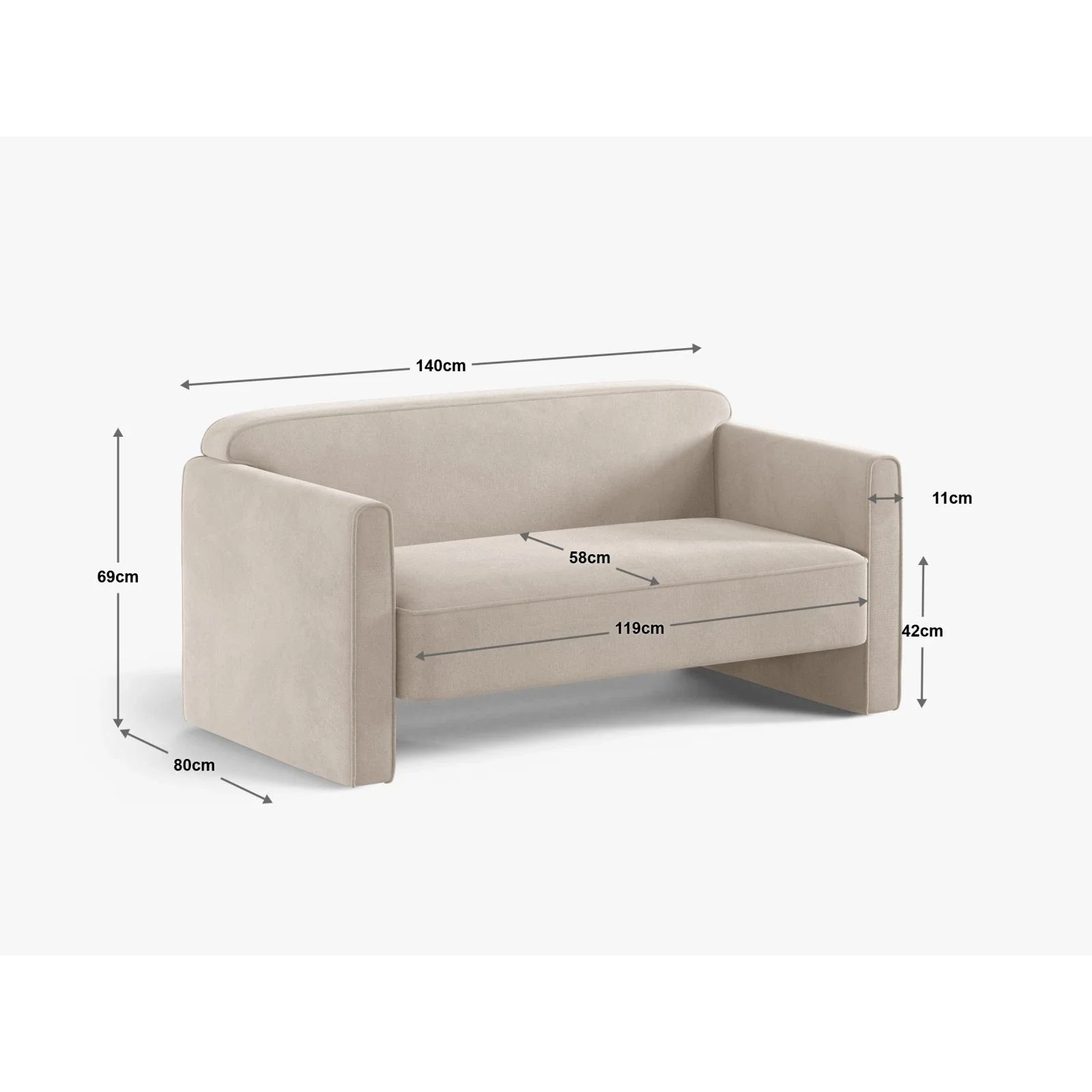 Abby 2-Sitzer Sofa aus Samt, Strukturstoff oder Boucle, 140x80 cm - Image 109