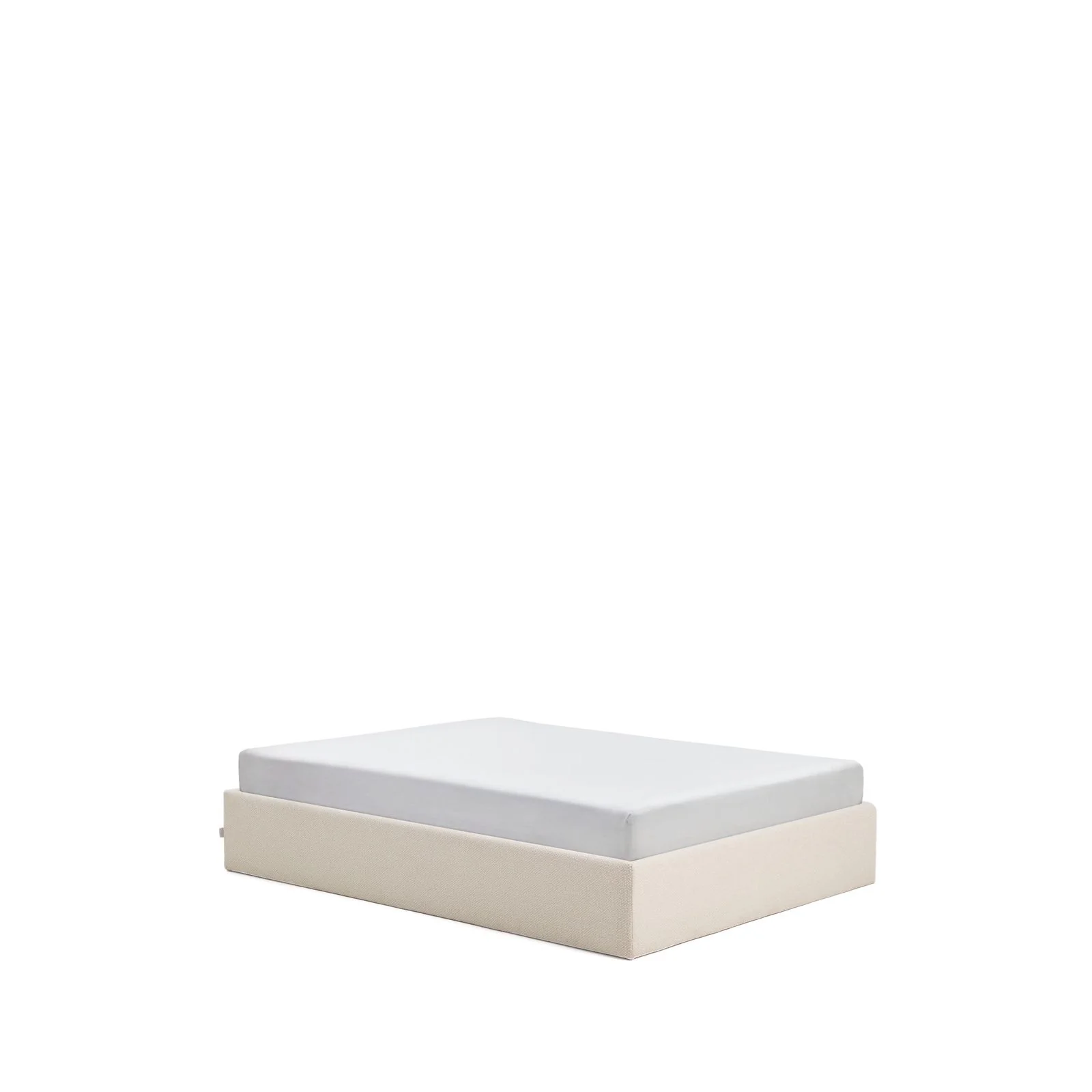 Abziehbares, aufklappbares Bett mit Stauraum Nelzi für Matratzengröße 150 x 200 cm in ecrufarbener Chenille, 100 % FSC - Image 5