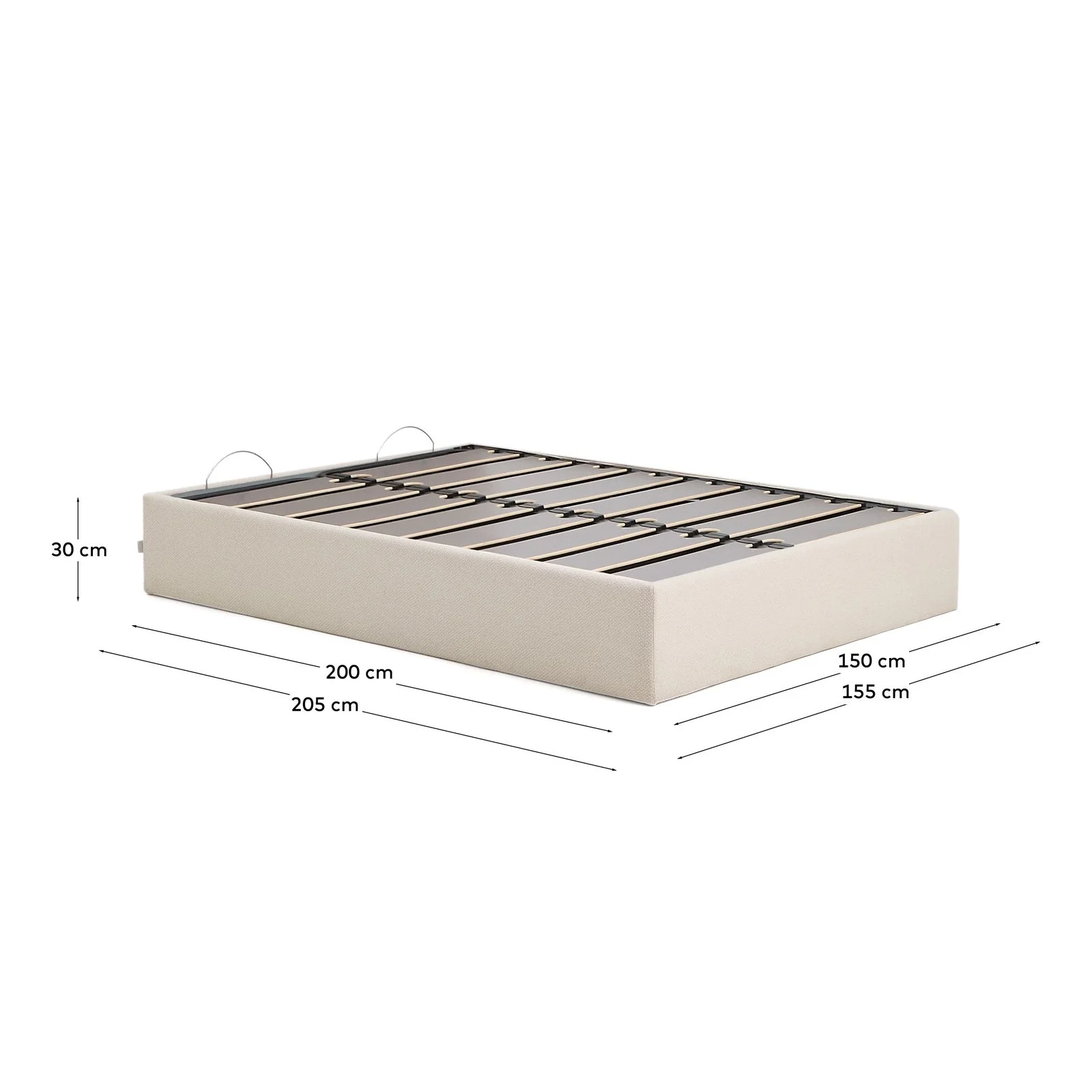 Abziehbares, aufklappbares Bett mit Stauraum Nelzi für Matratzengröße 150 x 200 cm in ecrufarbener Chenille, 100 % FSC - Image 8