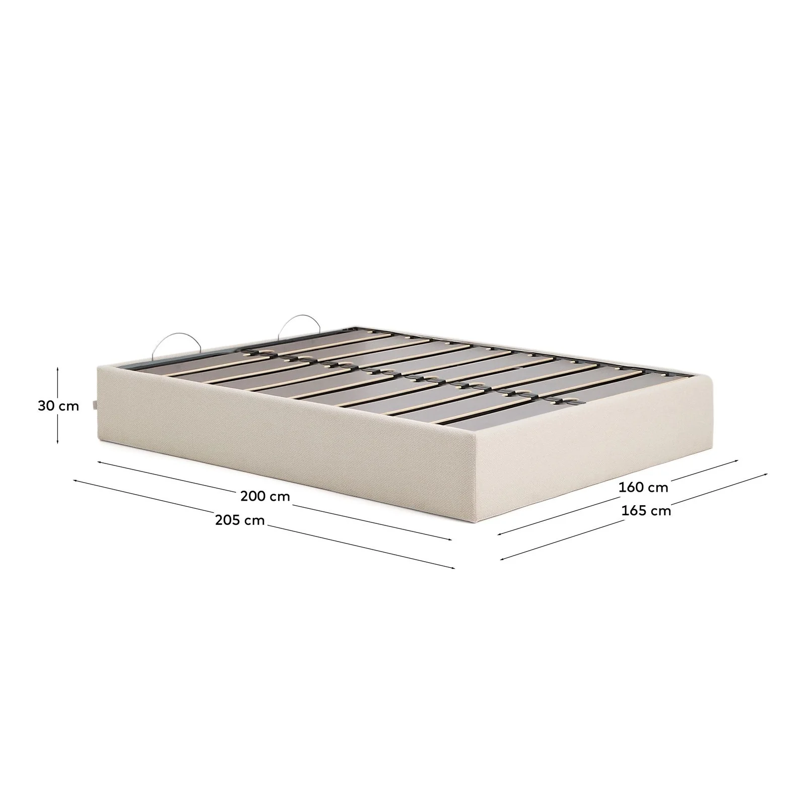 Abziehbares, aufklappbares Bett mit Stauraum Nelzi für Matratzengröße 160 x 200 cm in ecrufarbener Chenille, 100 % FSC - Image 8