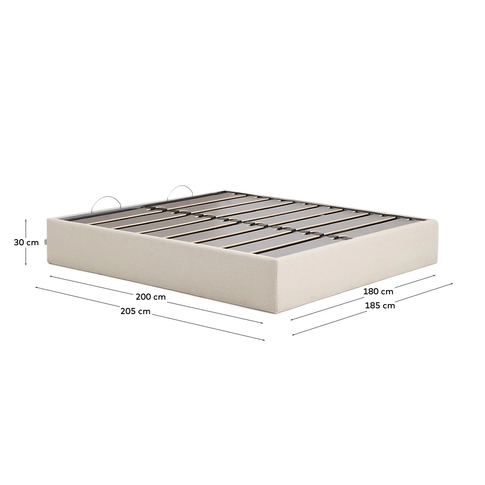 Abziehbares, aufklappbares Bett mit Stauraum Nelzi für Matratzengröße 180 x 200 cm in ecrufarbener Chenille, 100 % FSC - Image 6