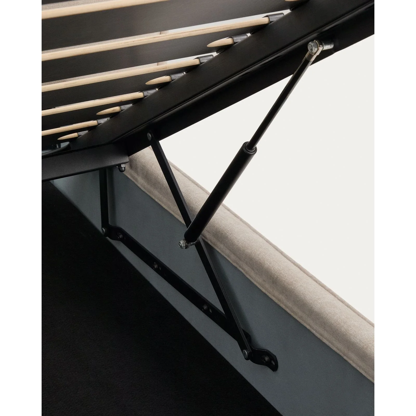 Abziehbares Bett Arvian aus beigefarbener Chenille mit Klappbettkasten für eine Matratze von 160 x 200 cm - Image 11