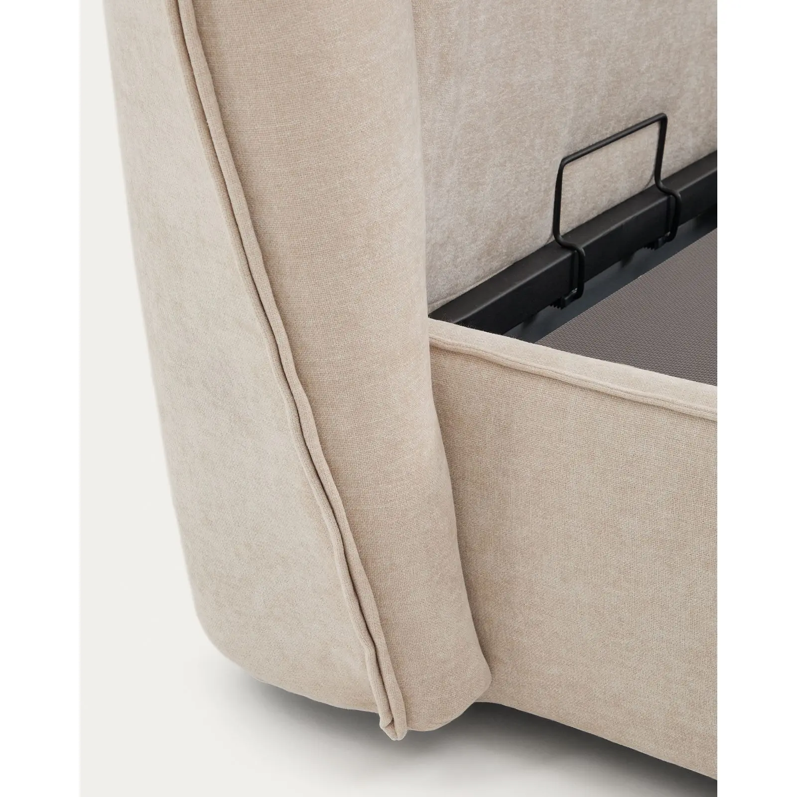 Abziehbares Bett Arvian aus beigefarbener Chenille mit Klappbettkasten für eine Matratze von 160 x 200 cm - Image 9